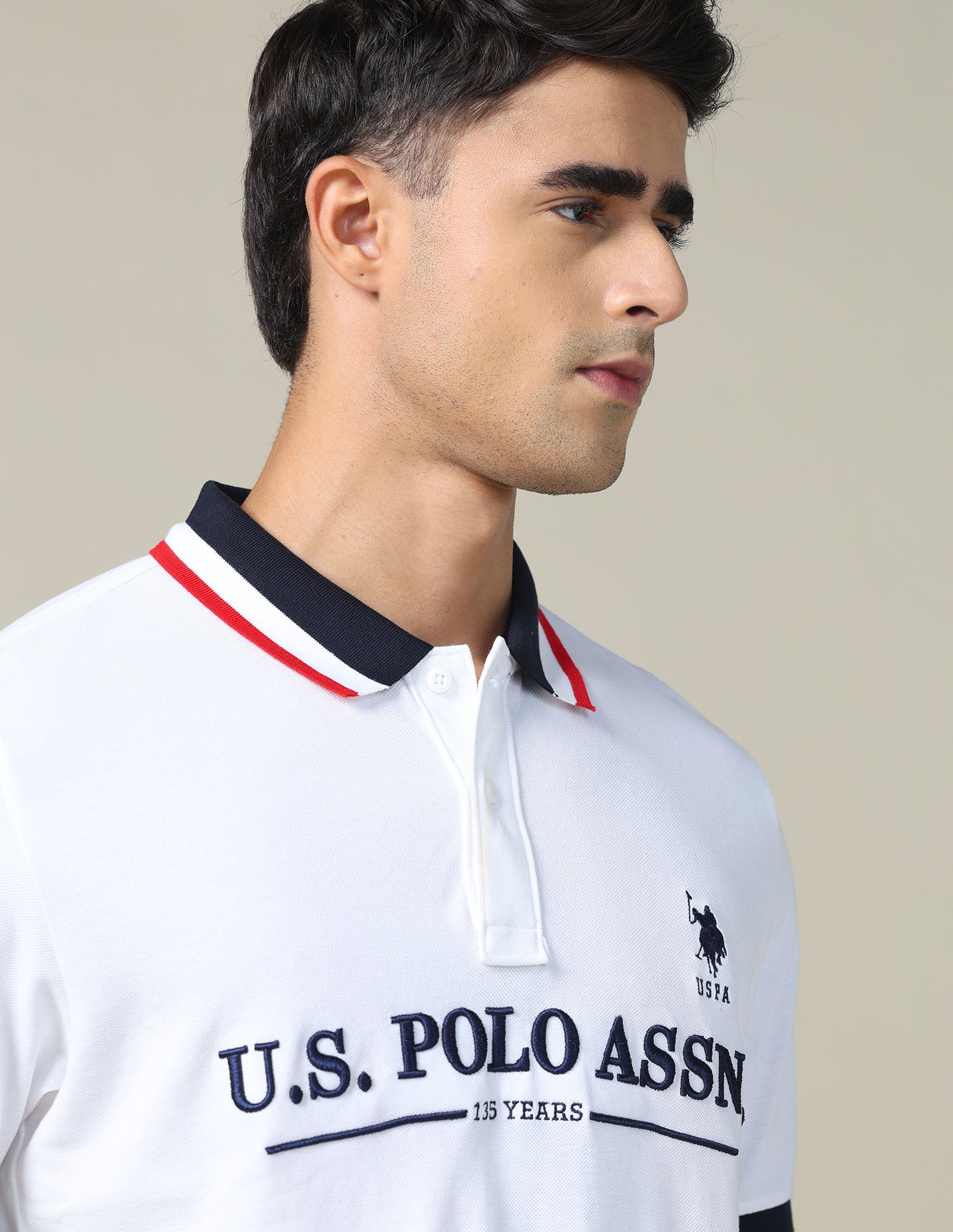 Boxy Fit Brand Embroidered Polo Shirt White - U.S. POLO ASSN. | Large
