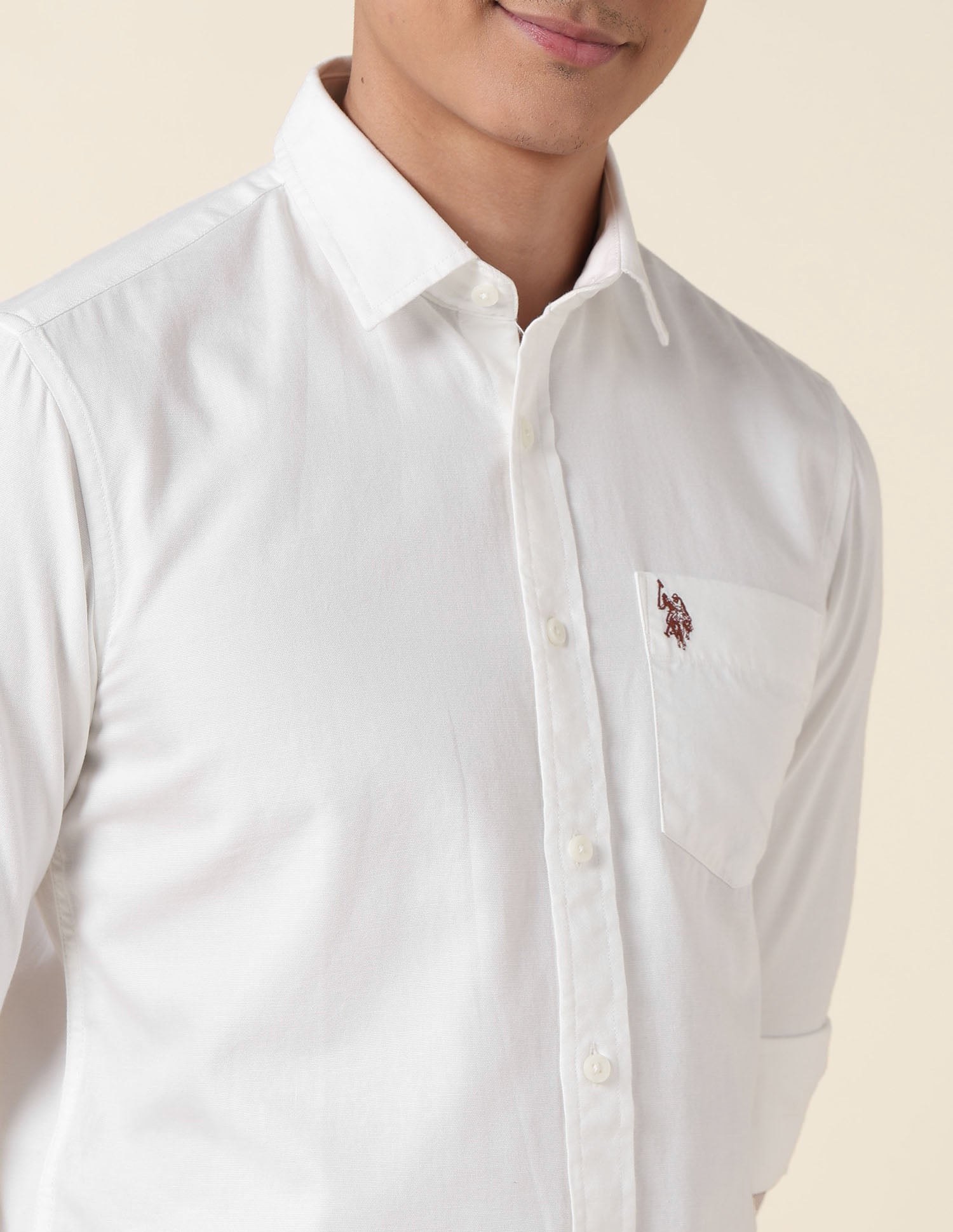 Tailored Fit Twill Shirt White - U.S. Polo Assn. India | Large