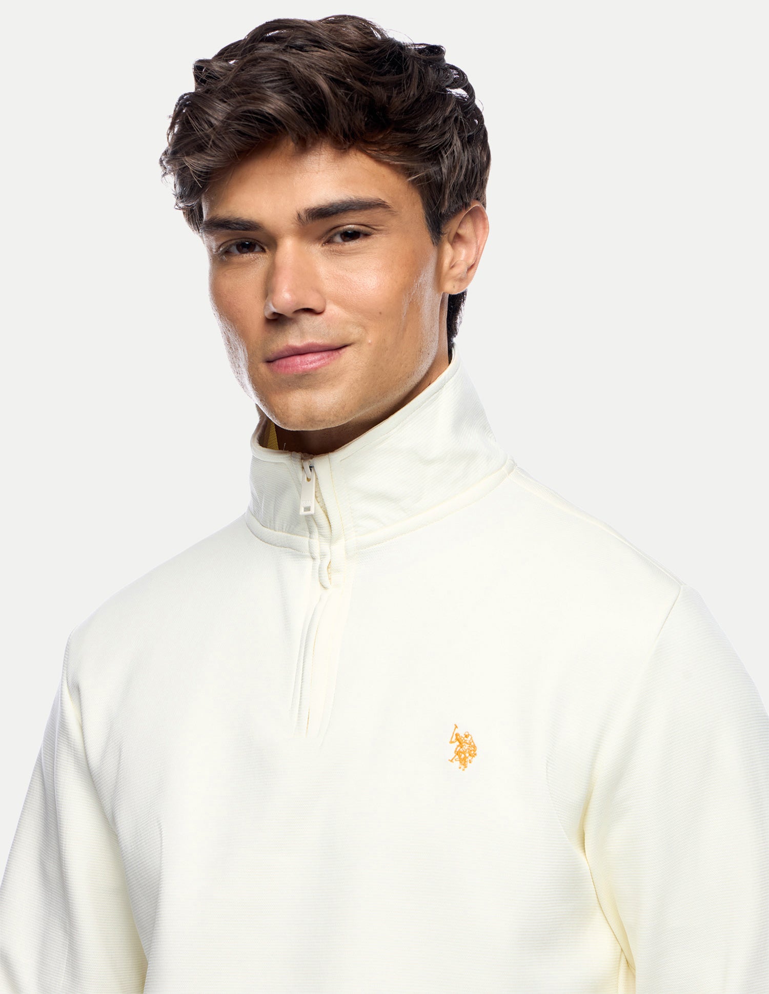 Brand Embroidered Slim Fit Sweatshirt Off White - U.S. Polo Assn. India | Large