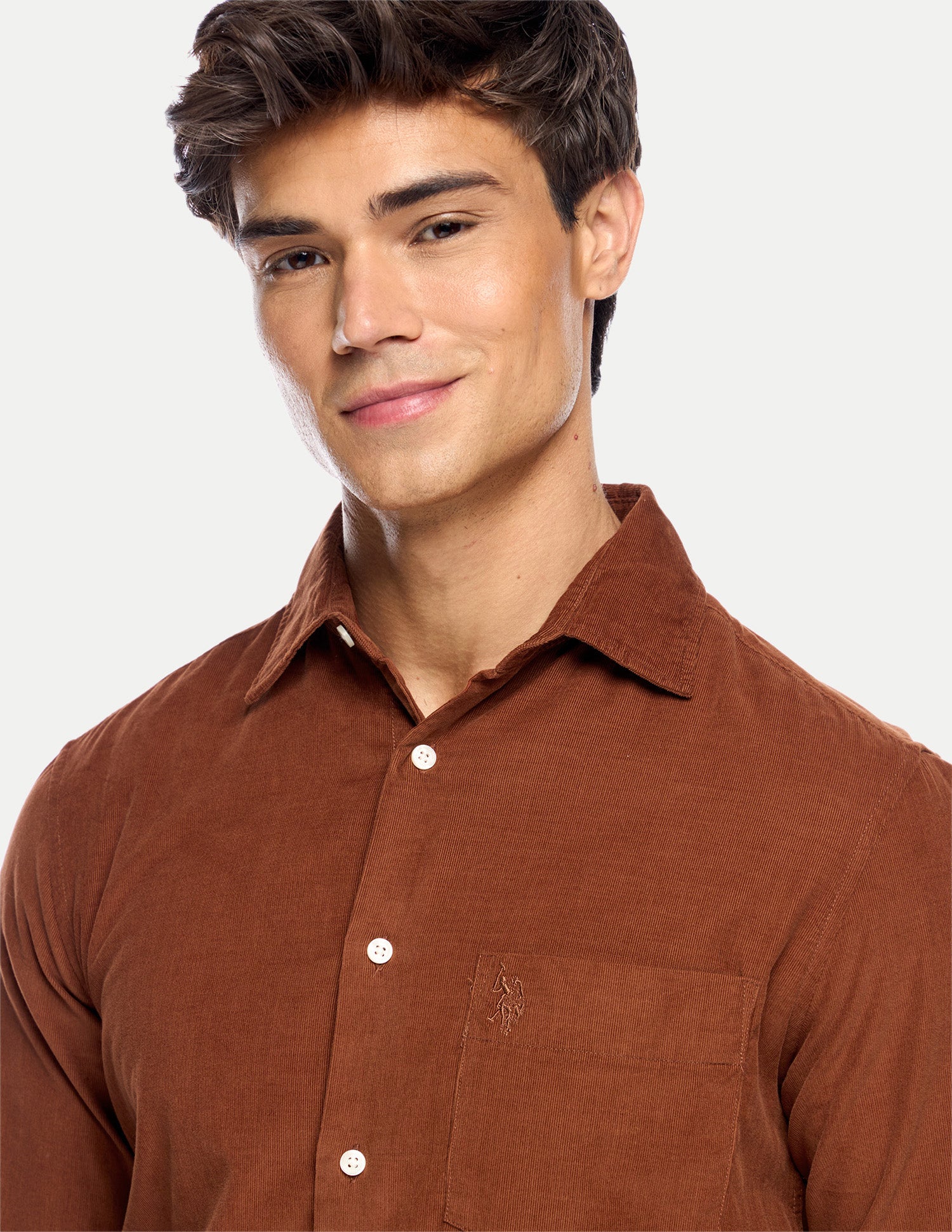 Tailored Fit Corduroy Shirt Rust - U.S. Polo Assn. India | Large