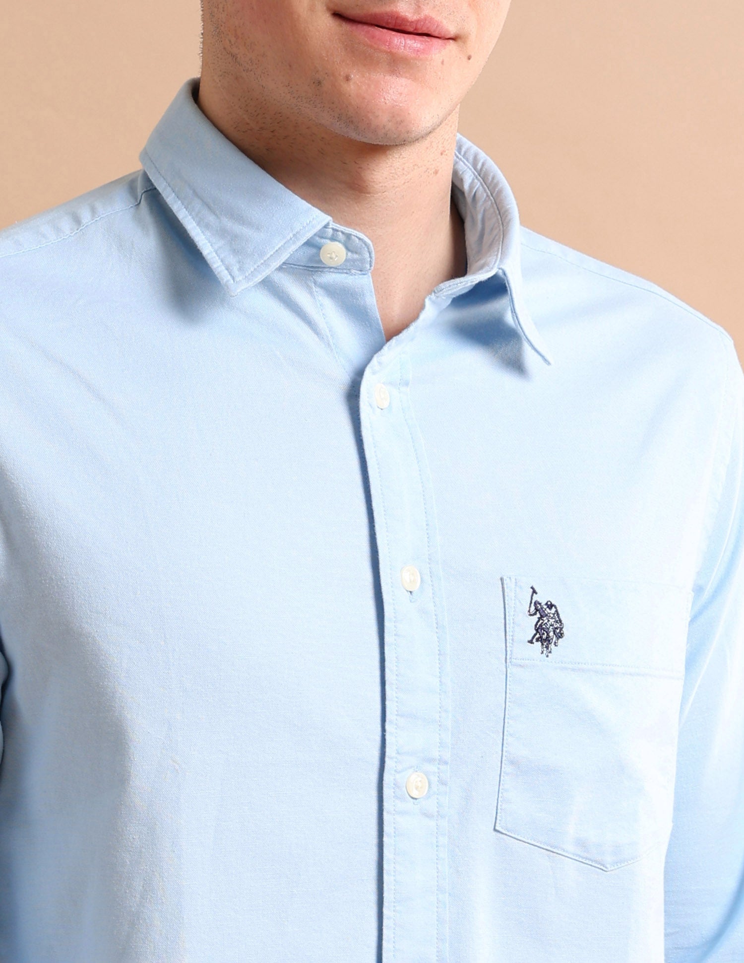 Stretchy Twill Shirt Light Blue - U.S. POLO ASSN. | Large