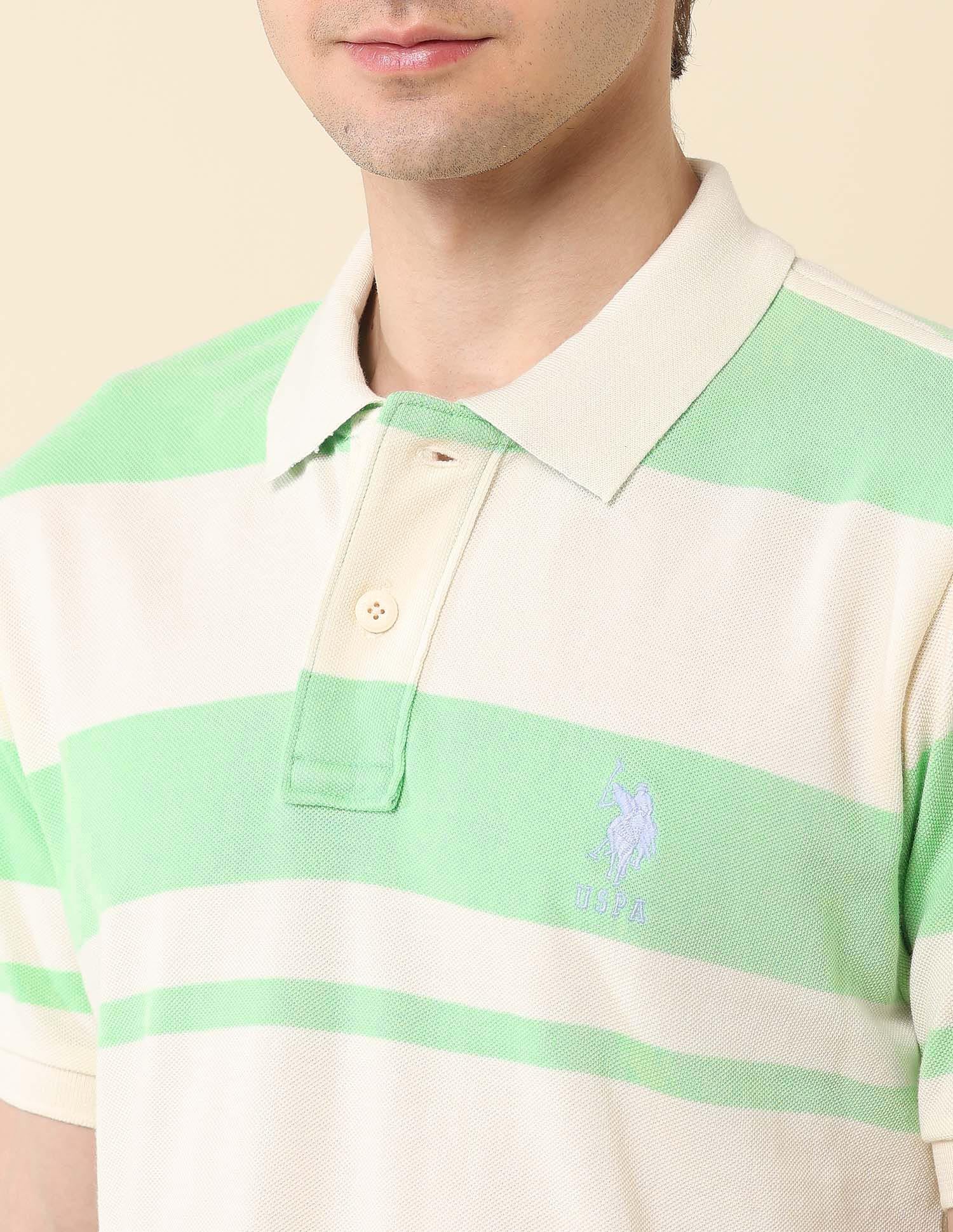 Slim Fit Summer Splash Polo Shirt Light Green - U.S. Polo Assn. India | Large