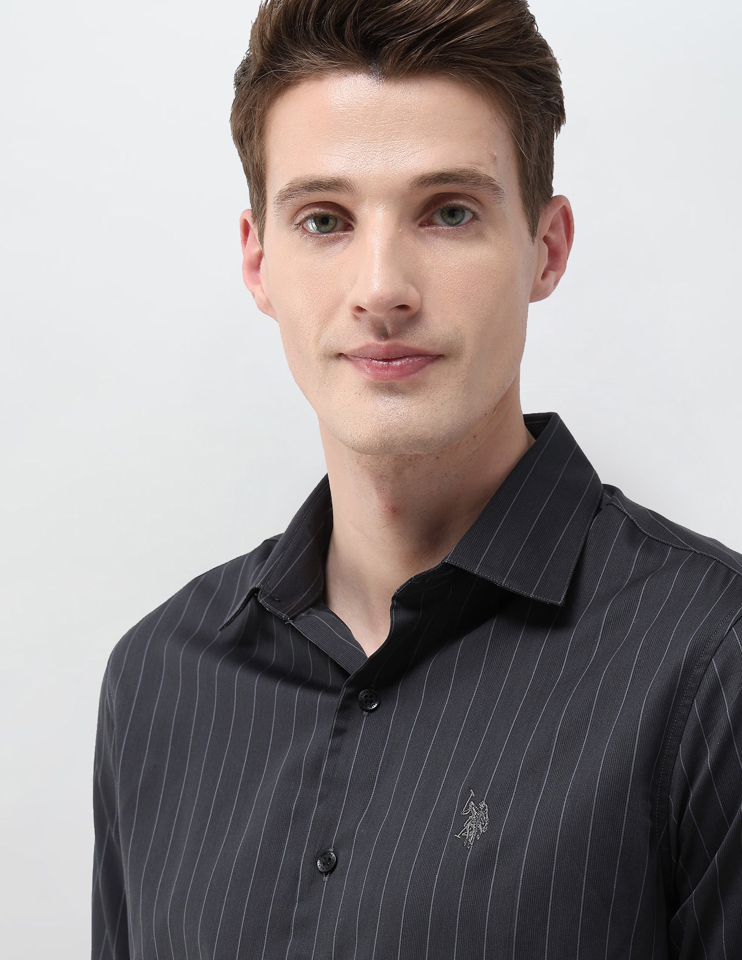 Tailored Fit Satin Shirt Dark Grey - U.S. Polo Assn. India | Large