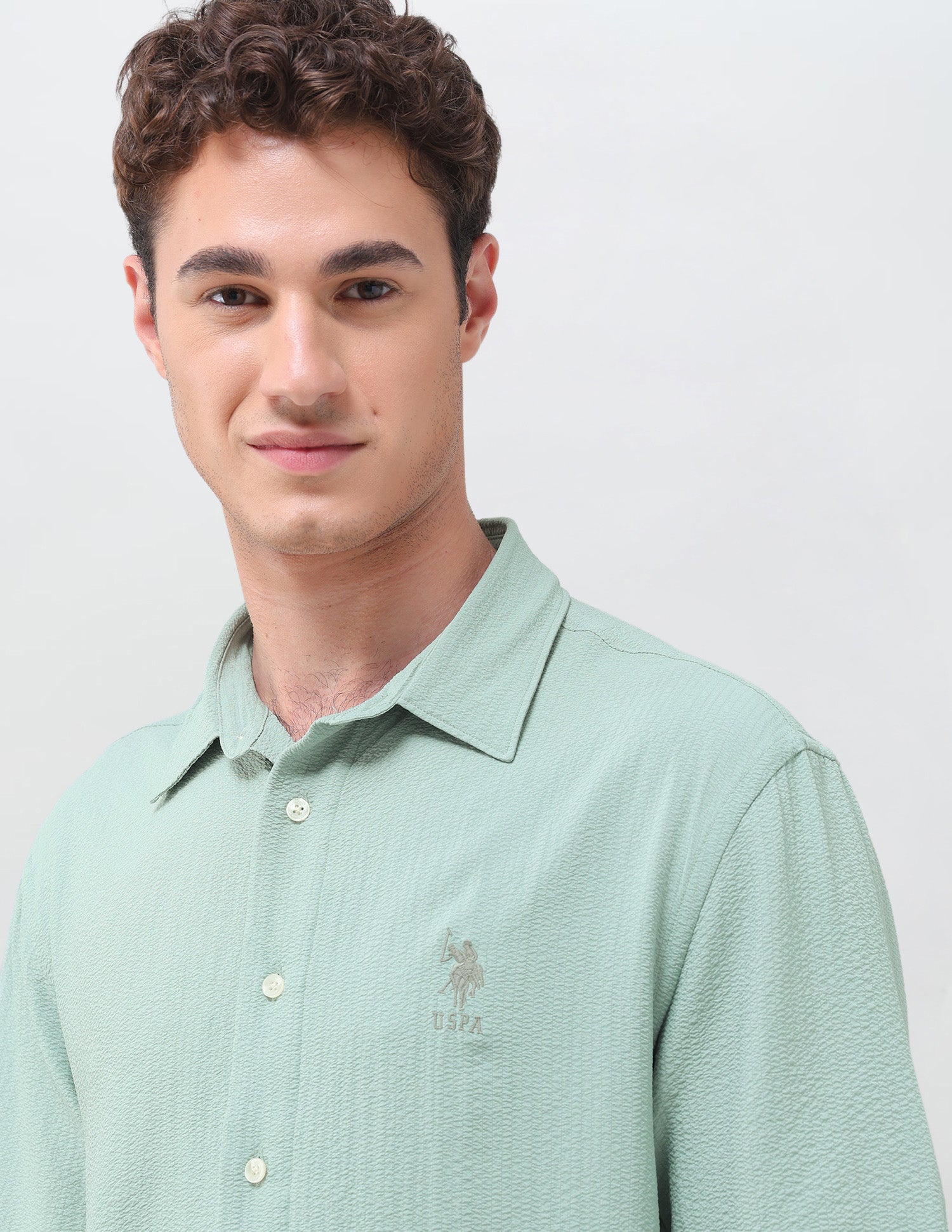 Solid Regular Fit Shirt Green - U.S. Polo Assn. India | Large