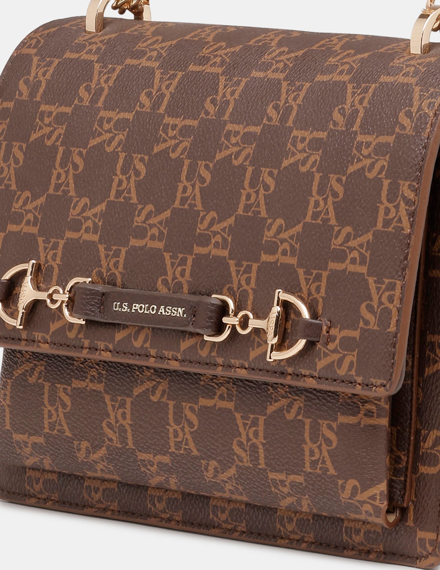 Women Cali Monogram Crossbody Bag Brown - U.S. Polo Assn. India | Large
