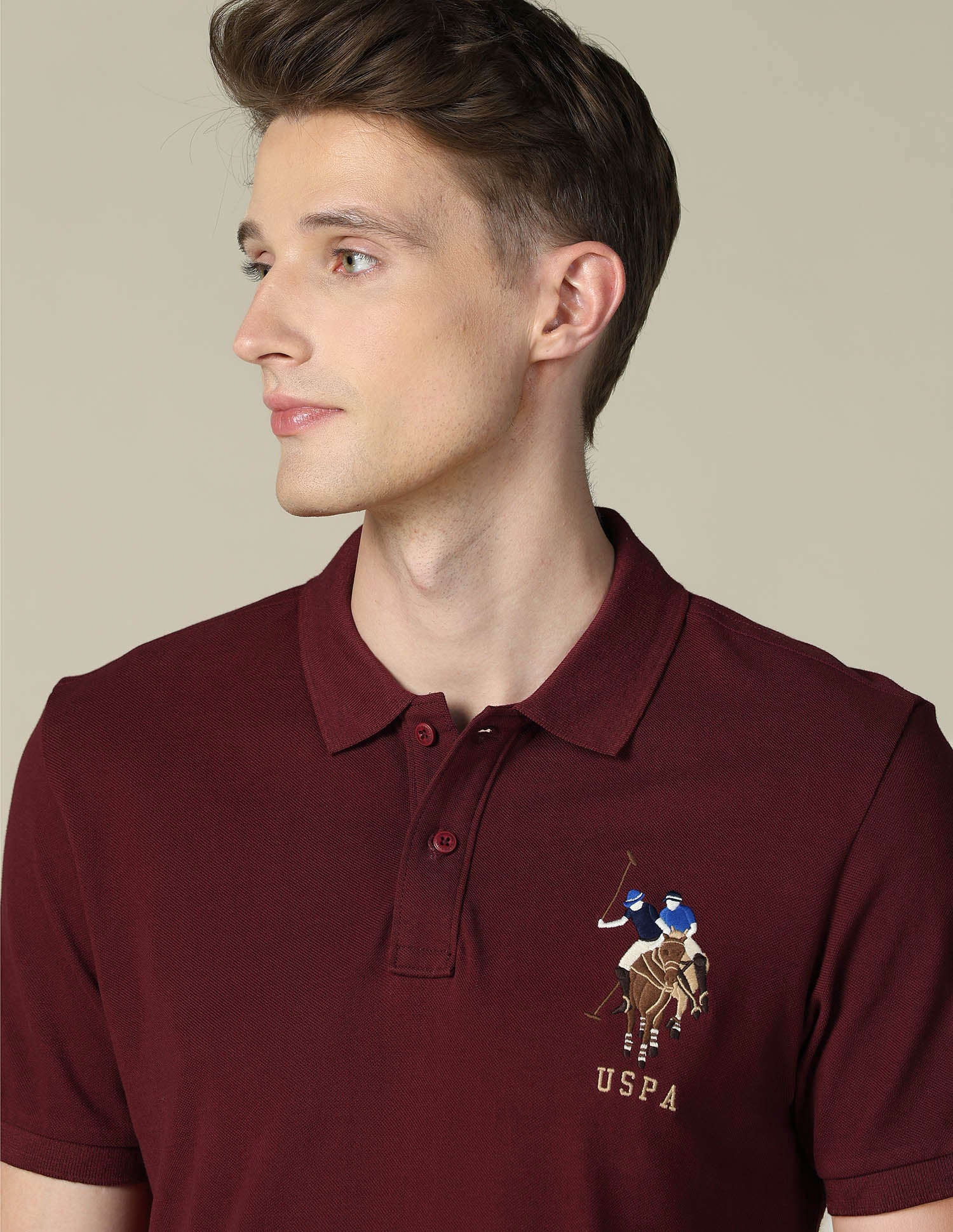Solid Regular Fit Polo Shirt Maroon - U.S. POLO ASSN. | Large