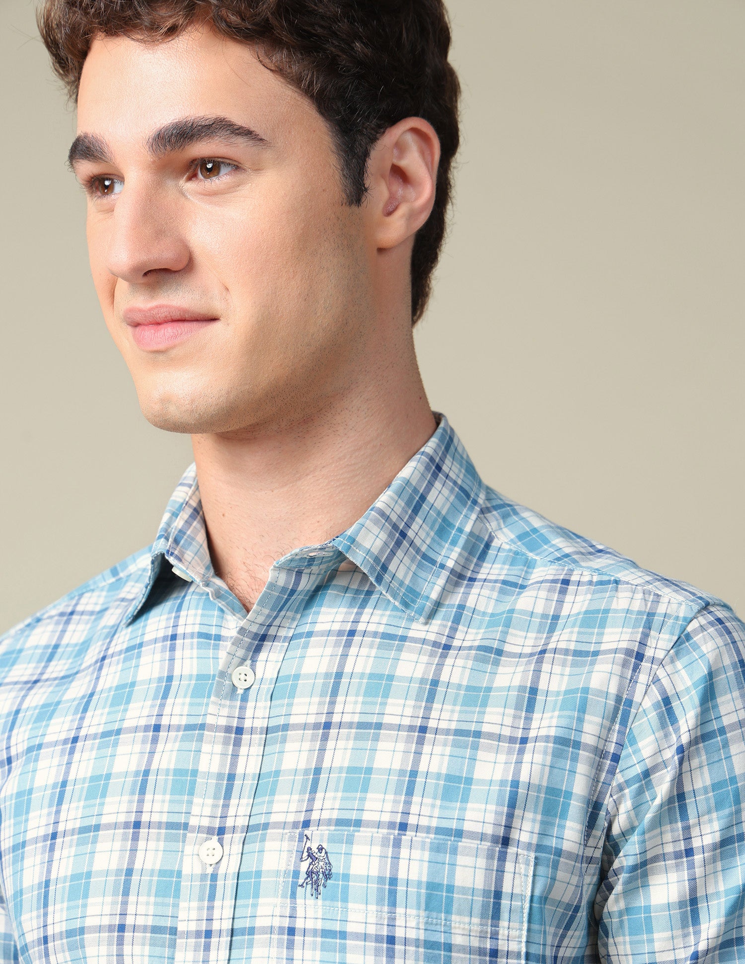Twill Tailored Fit Shirt Aqua - U.S. Polo Assn. India | Large