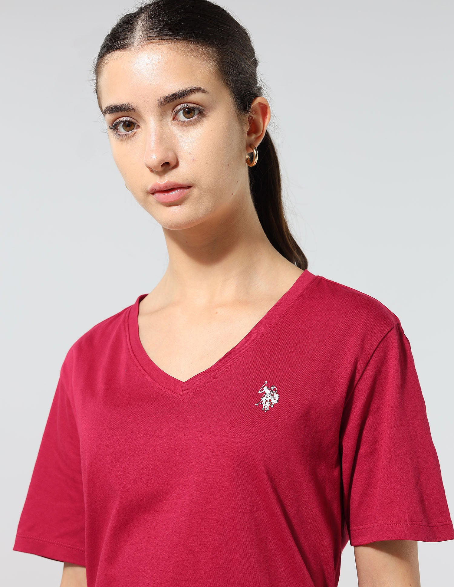 Boxy Fit Solid Lounge T-Shirt Dark Red - U.S. POLO ASSN. | Large