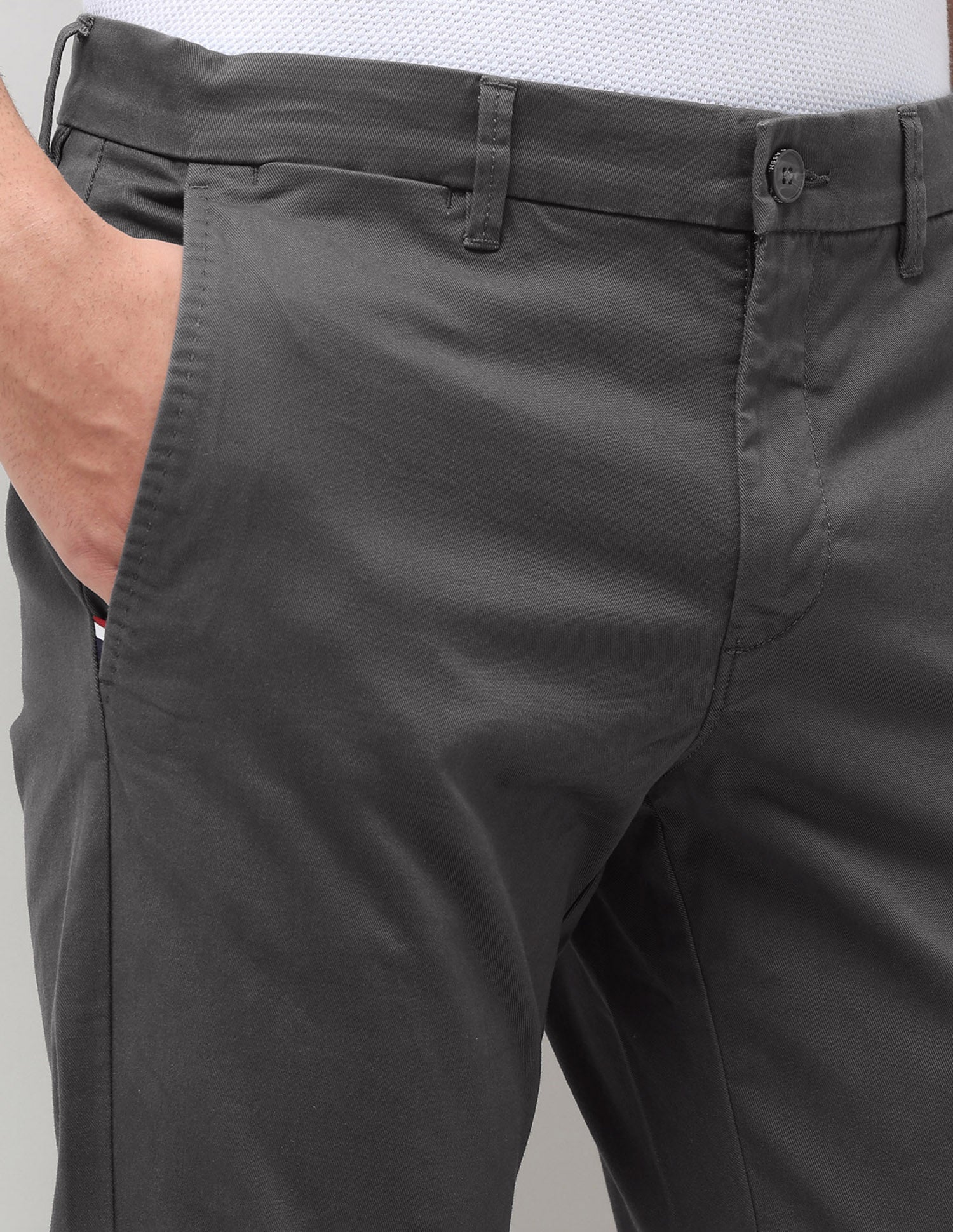 Slim Fit Satin Trousers Dark Grey - U.S. Polo Assn. India | Large