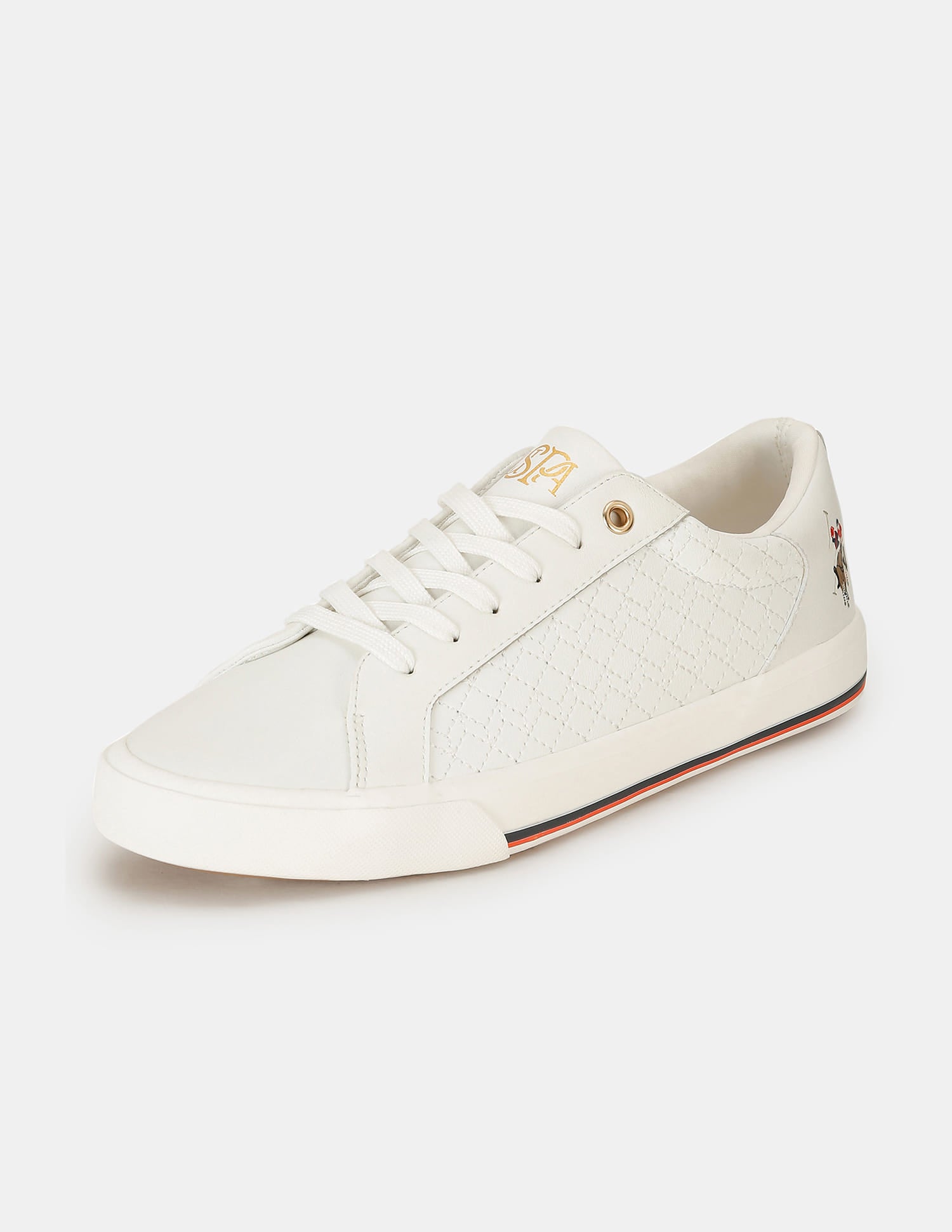 Heidi 2.0 White Quilting Detail Sneakers Shoes White - U.S. Polo Assn. India | Large