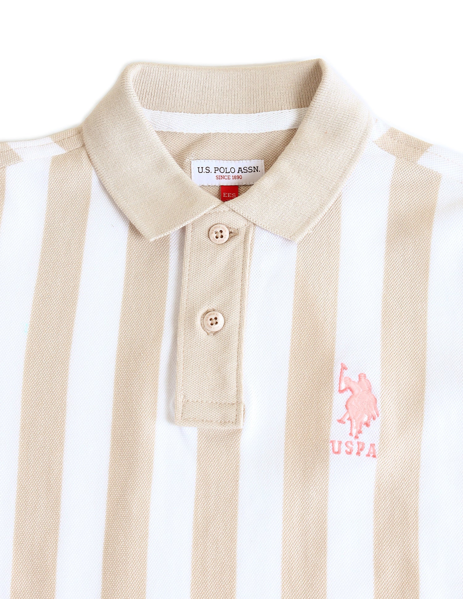 Boys Vertical Striped Regular Fit Polo Shirts Nude - U.S. POLO ASSN. | Large
