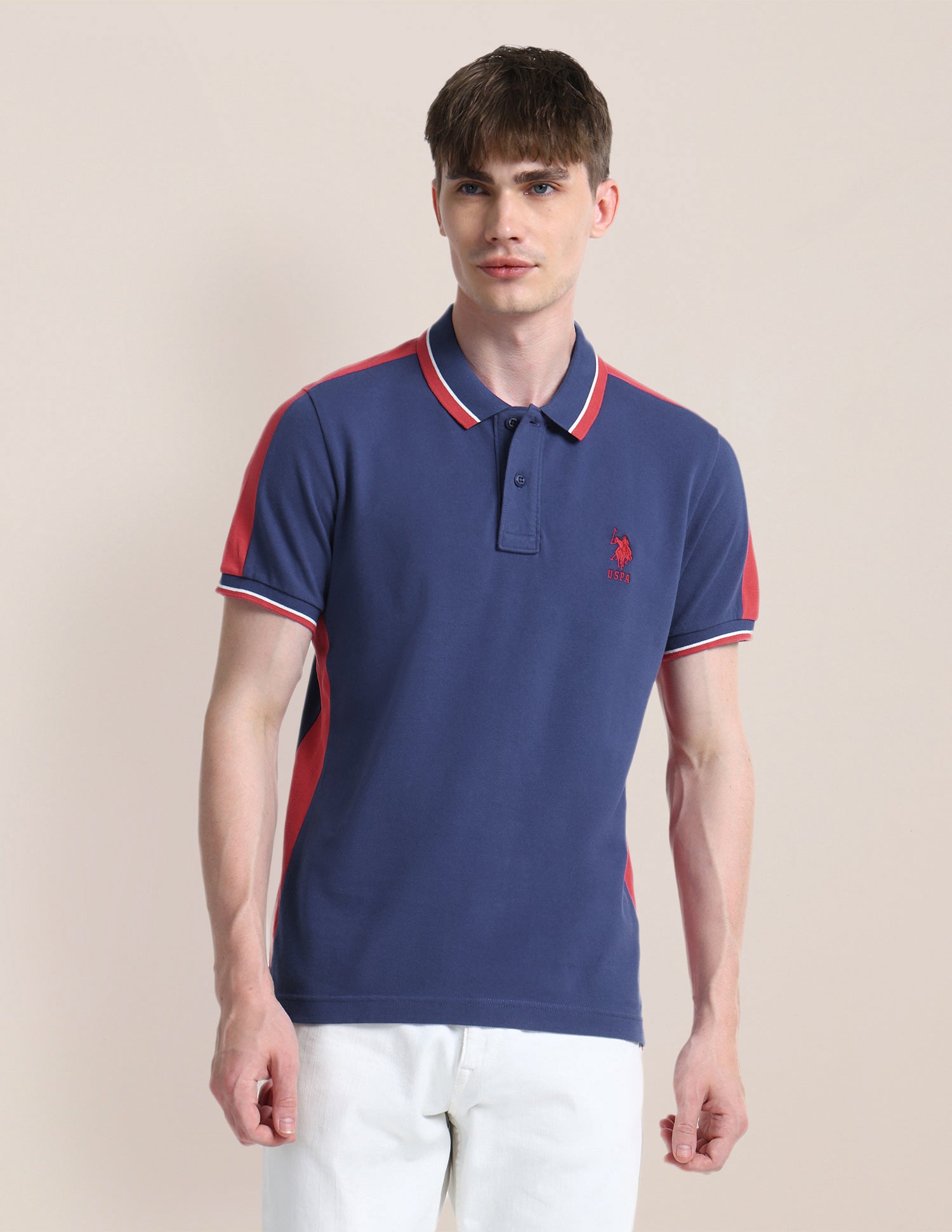 Colour Blocked Slim Fit Polo Shirt Blue - U.S. POLO ASSN. | Large