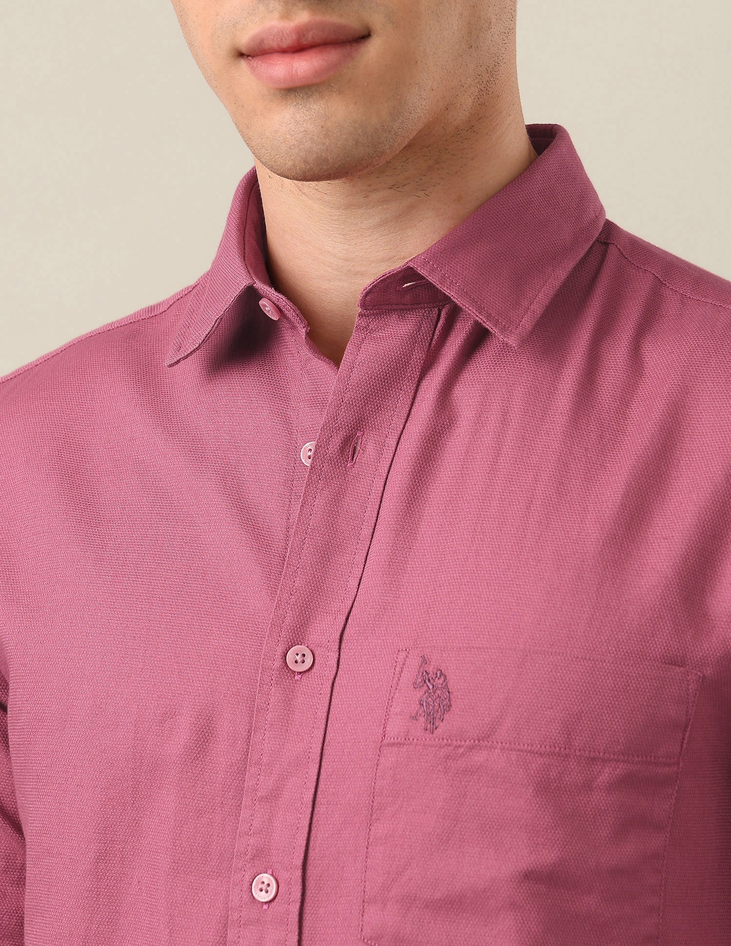 Tailored Fit Solid Shirt Mauve - U.S. Polo Assn. India | Large