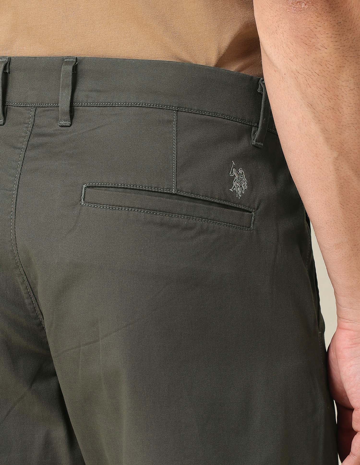 Solid Slim Fit Shorts Dark Olive - U.S. POLO ASSN. | Large