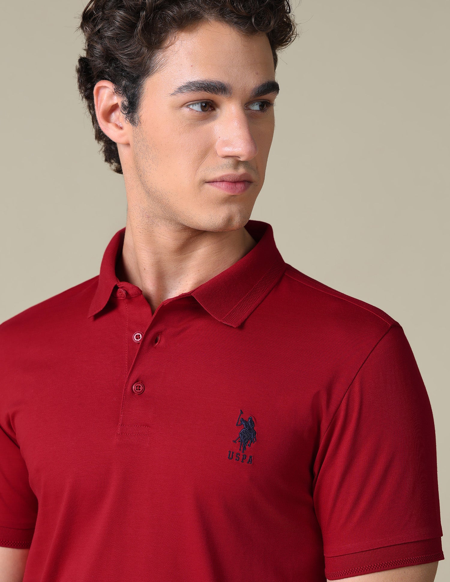 Regular Fit Solid Polo Shirt Red - U.S. Polo Assn. India | Large
