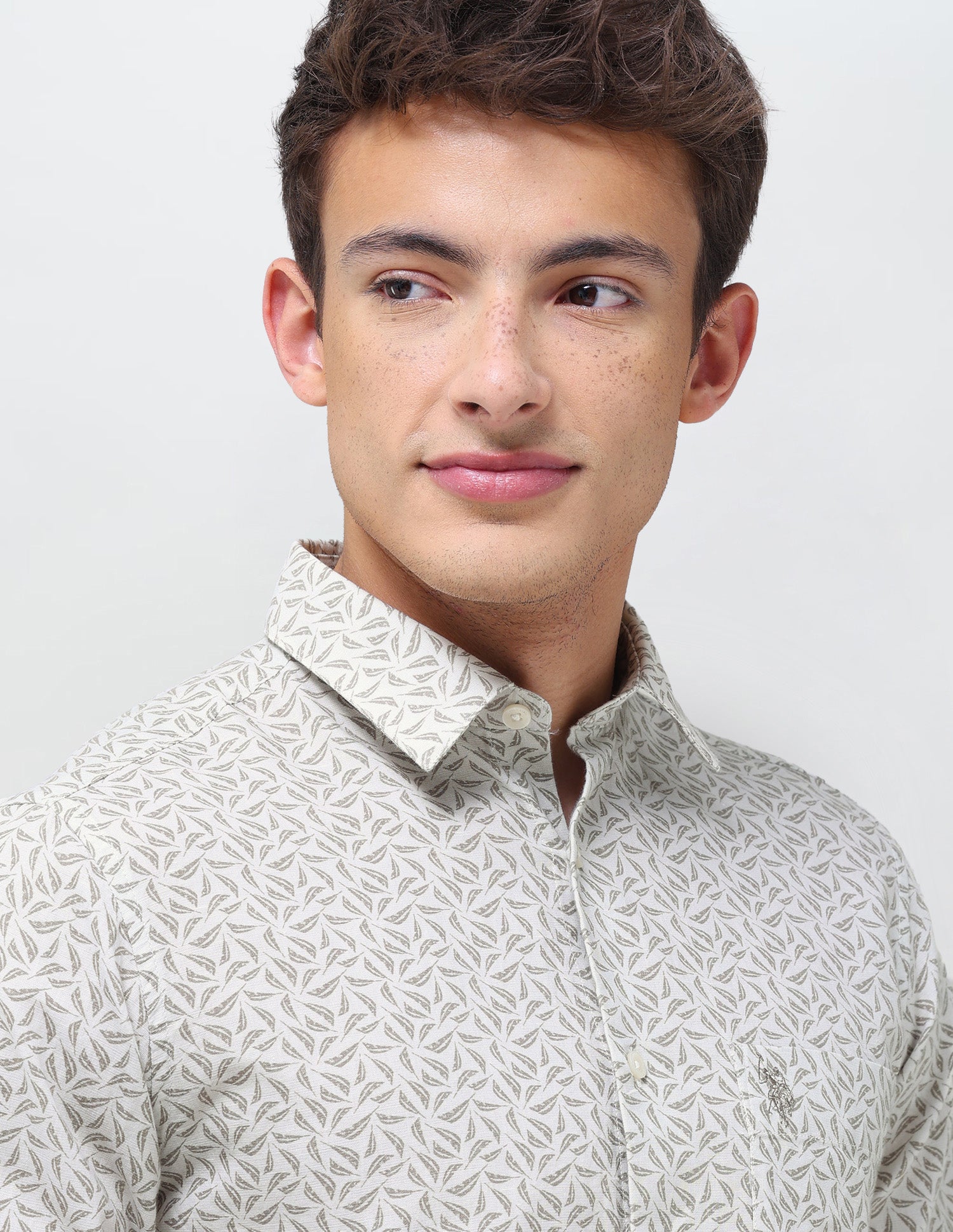 Pacho X Tropical Printed Regular Fit Shirt Light Olive - U.S. Polo Assn. India | Large