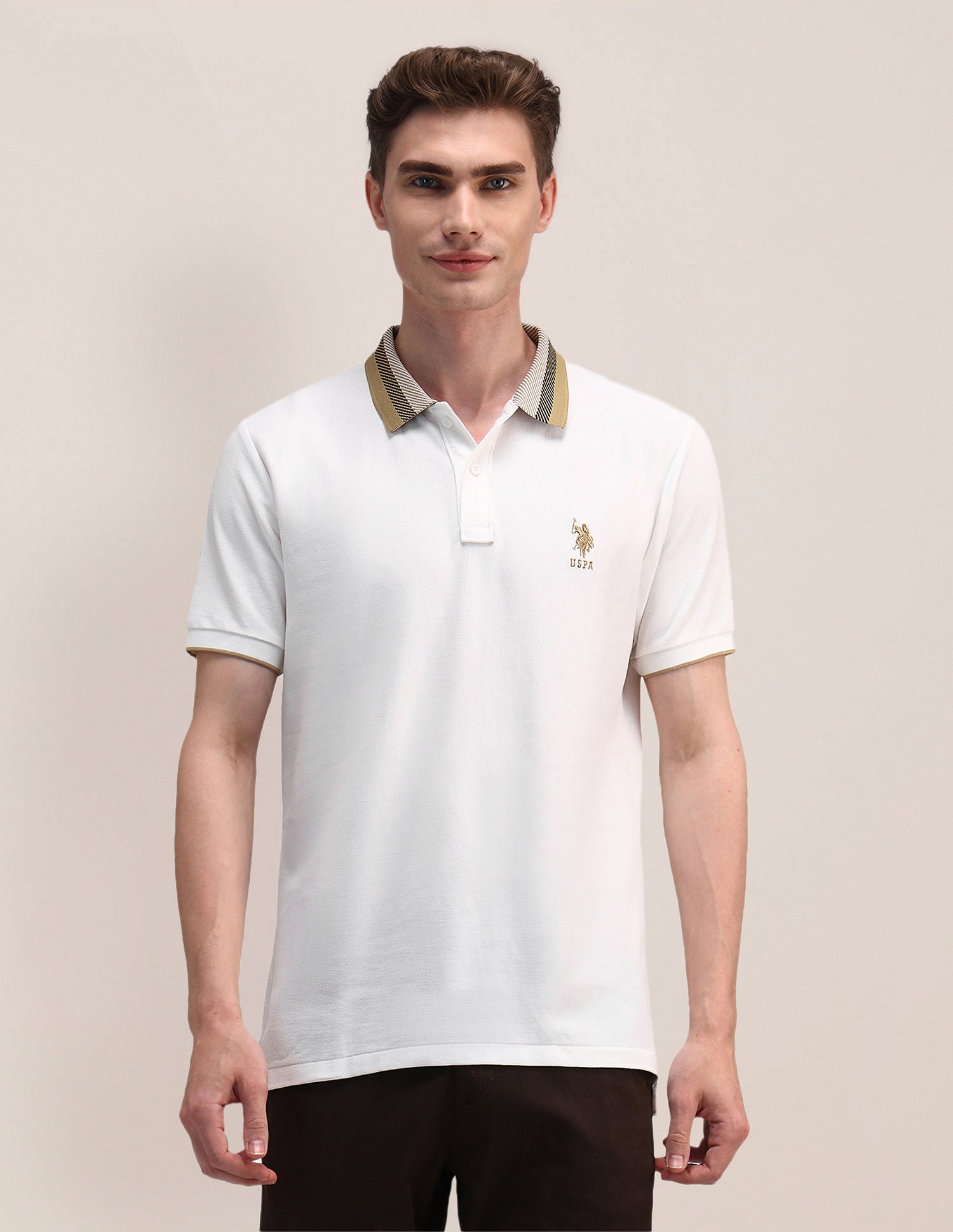 Slim Fit Cotton Polo Shirt White - U.S. POLO ASSN. | Large