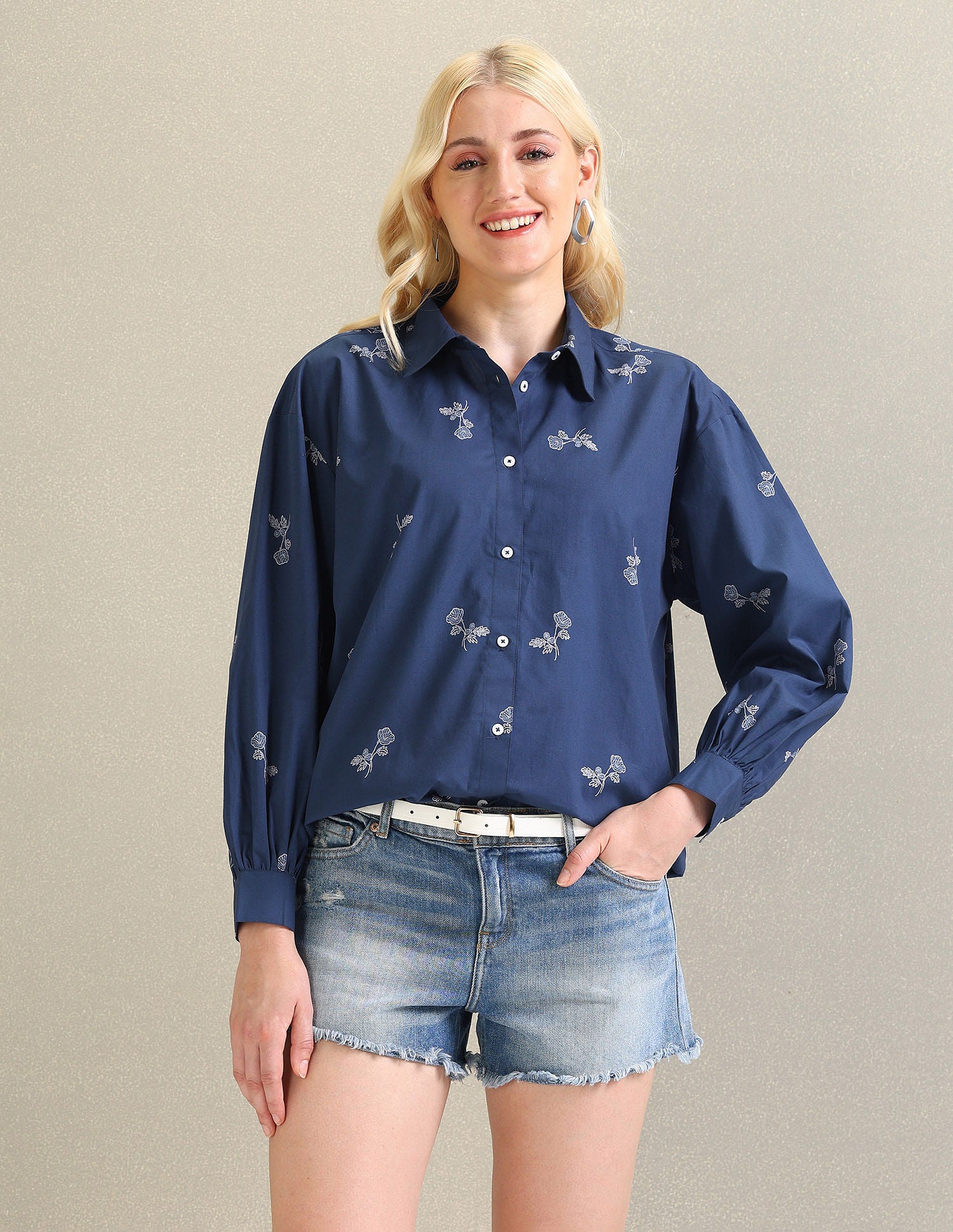 Pure Cotton Floral Shirt Blue - U.S. Polo Assn. India | Large