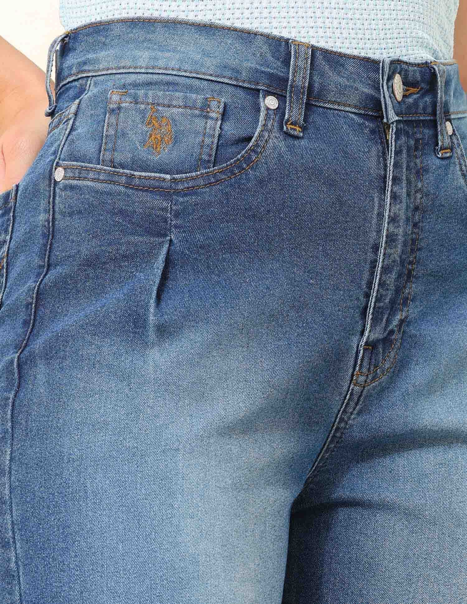 High Rise Wide Leg Fit Jeans Blue - U.S. POLO ASSN. | Large