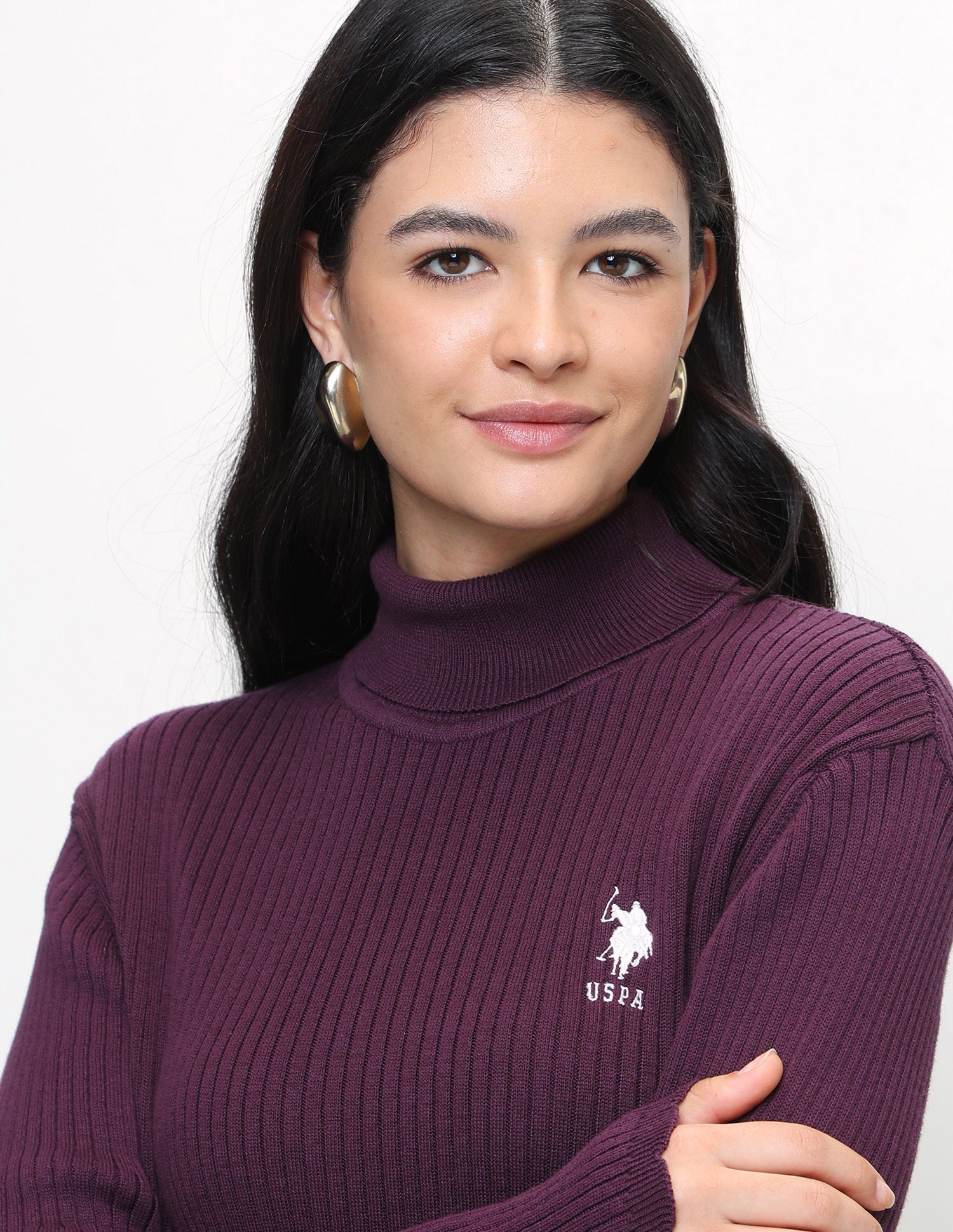 Vertical Striped Patterned Sweater Wine - U.S. Polo Assn. India | Large
