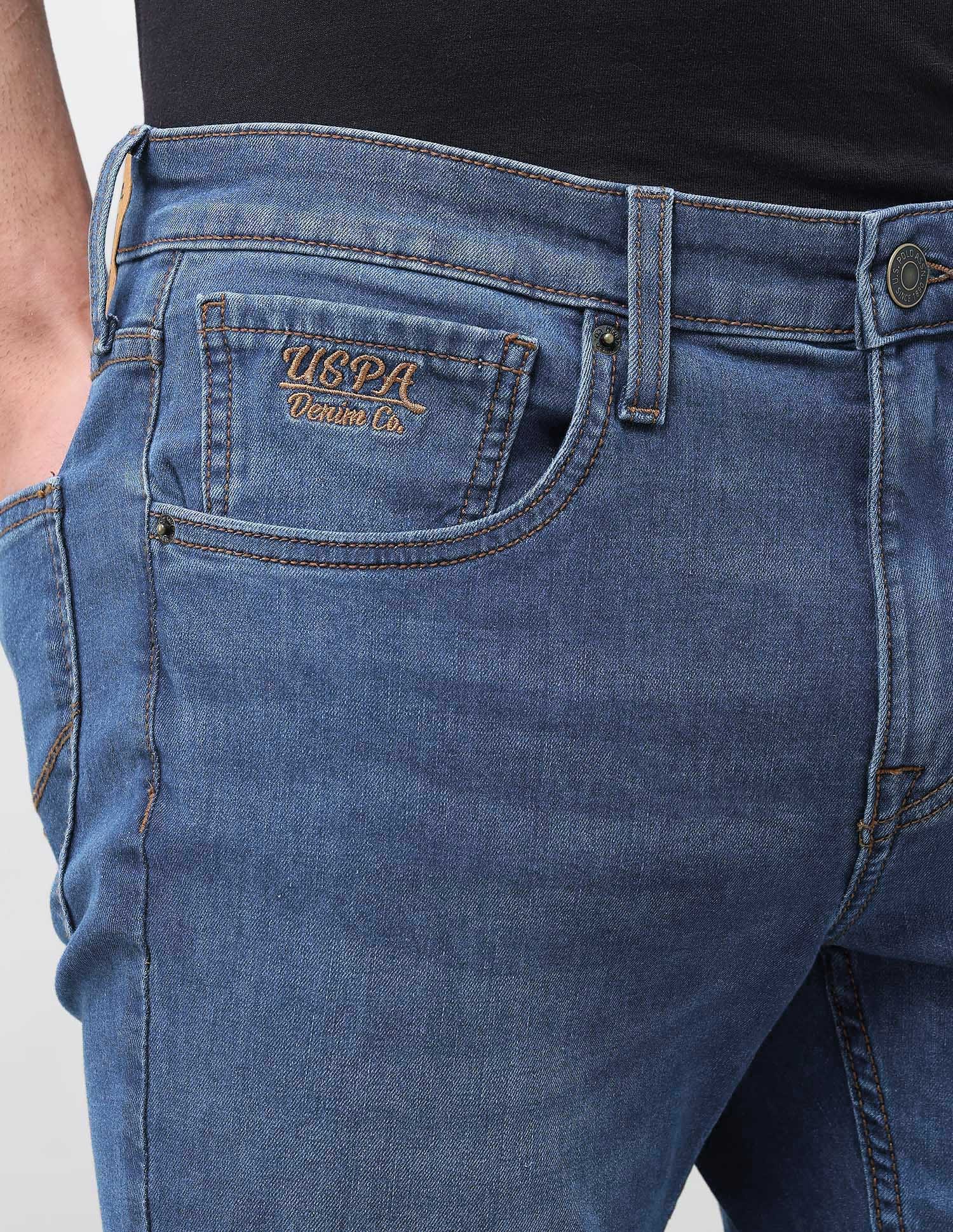 Solid Slim Tapered Fit Jeans Blue - U.S. Polo Assn. India | Large