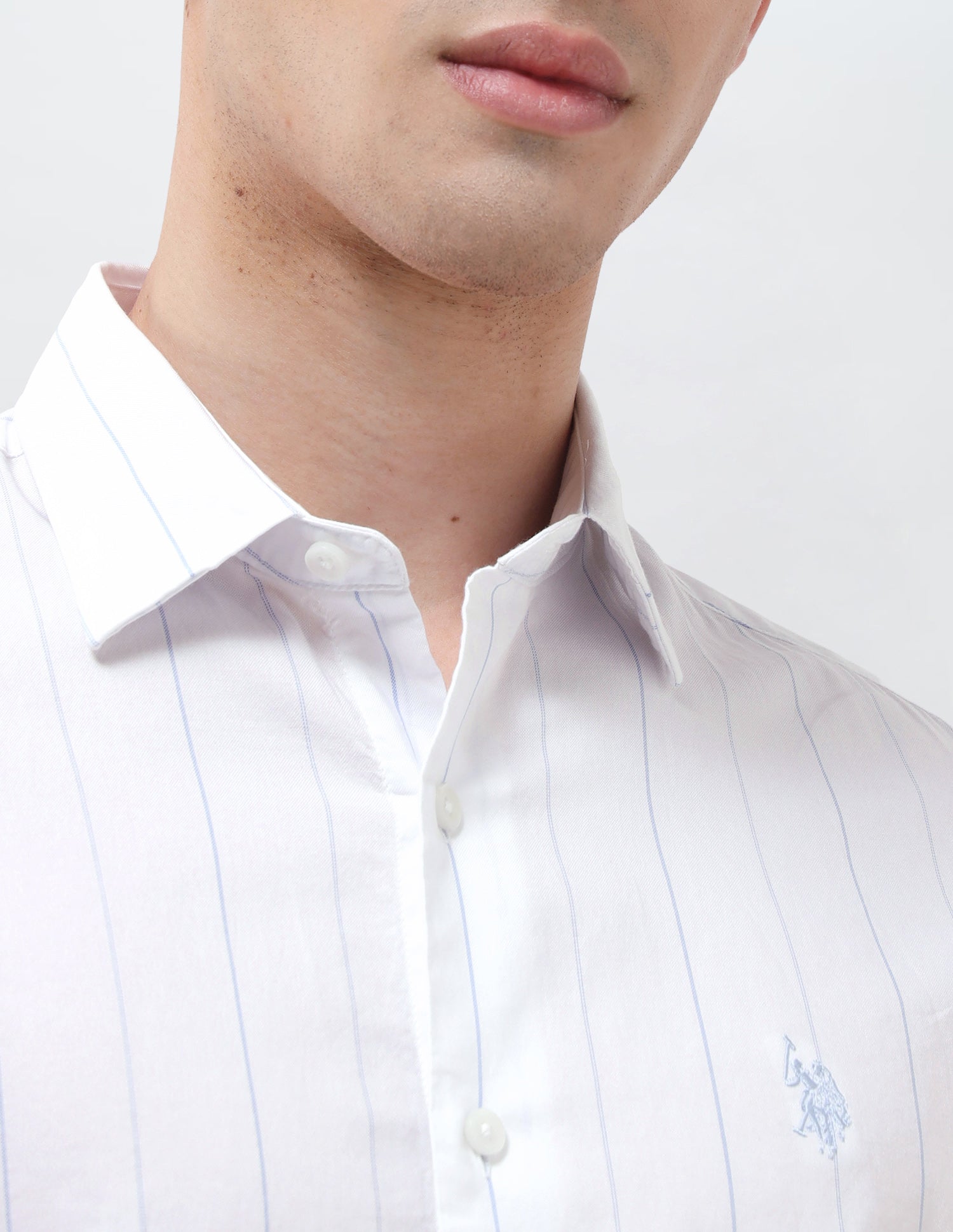 Vertical Striped Regular Fit Shirt Light Blue - U.S. Polo Assn. India | Large