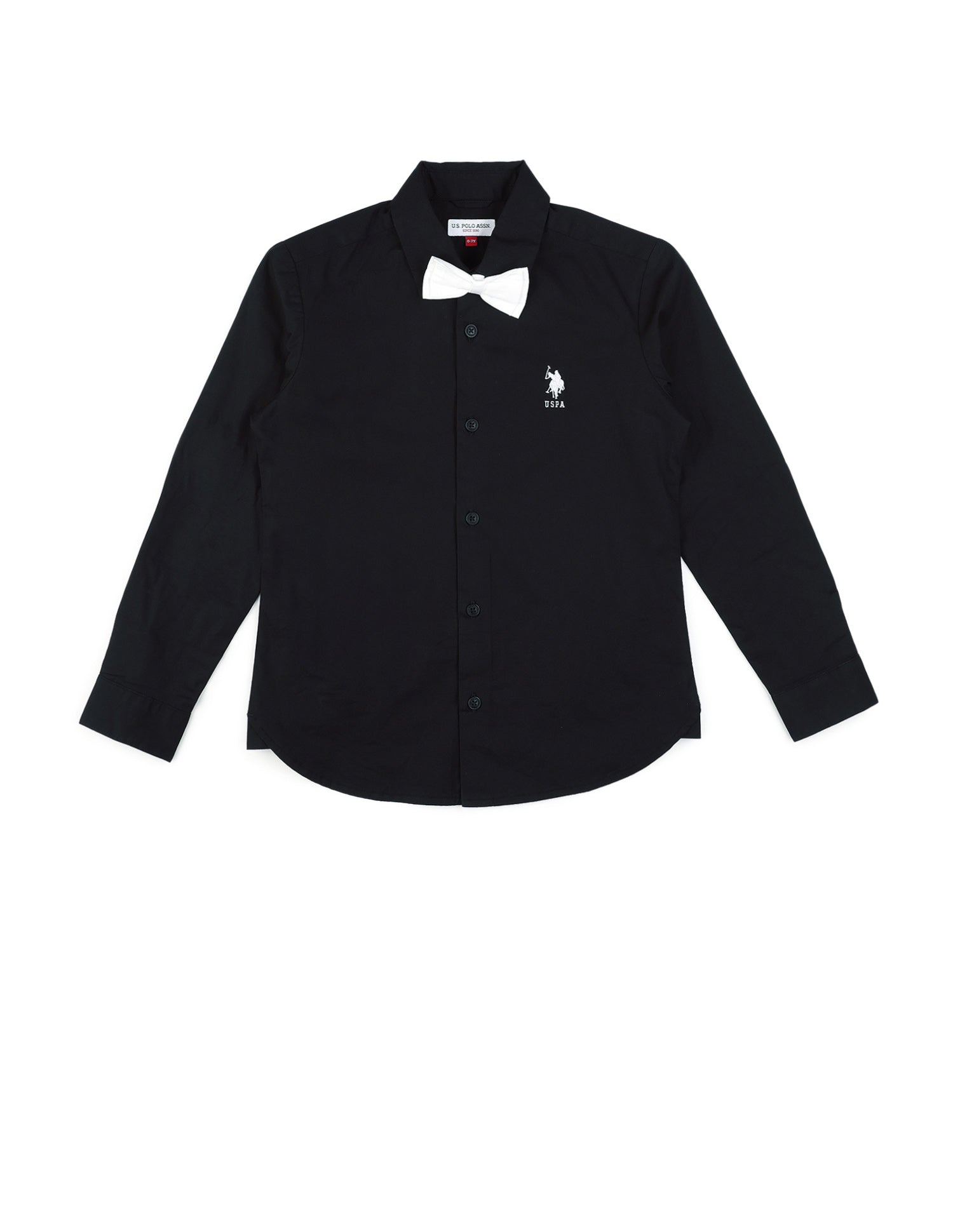 Boys Poplin Bow Tie Shirt Black - U.S. POLO ASSN. | Large