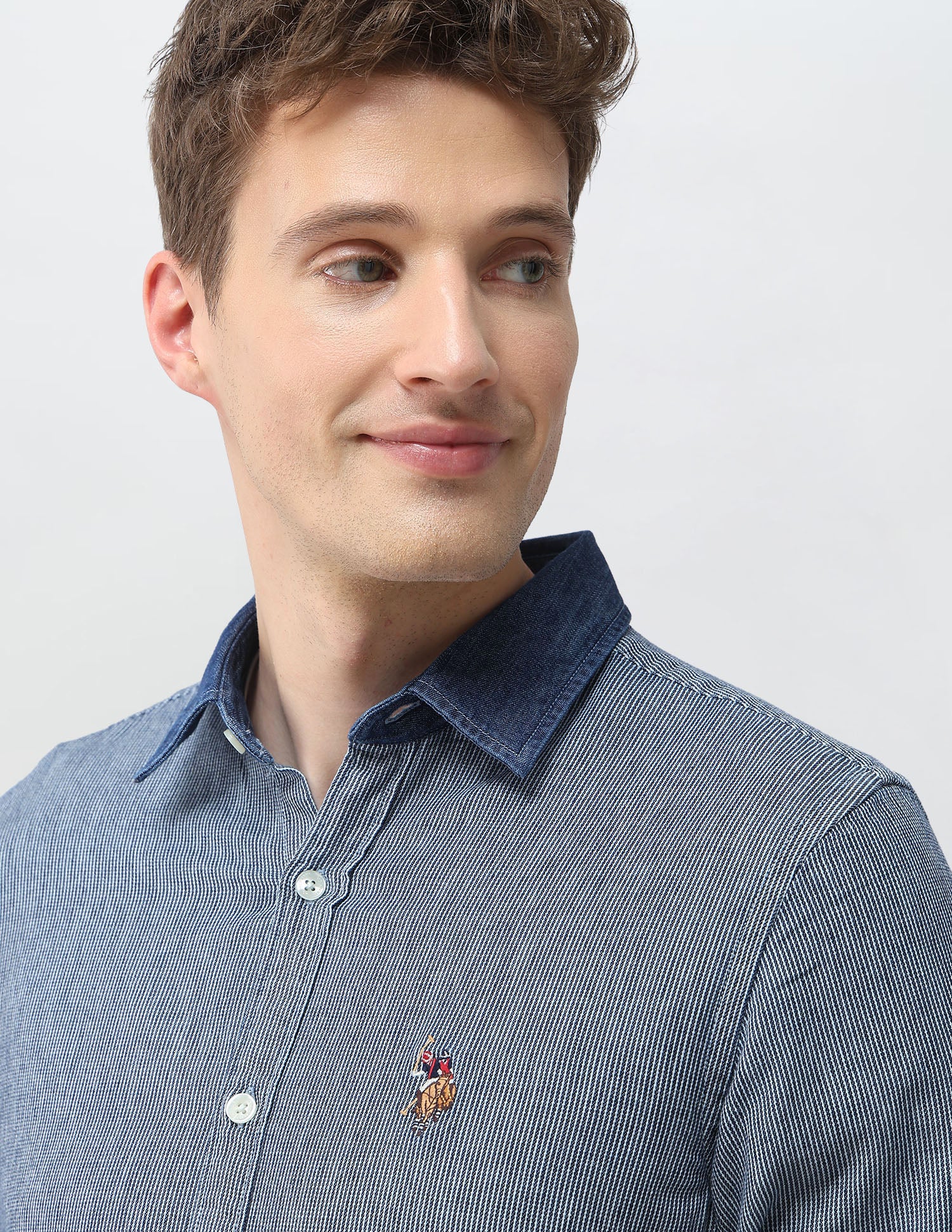 Vertical Striped Twill Shirt Indigo - U.S. Polo Assn. India | Large