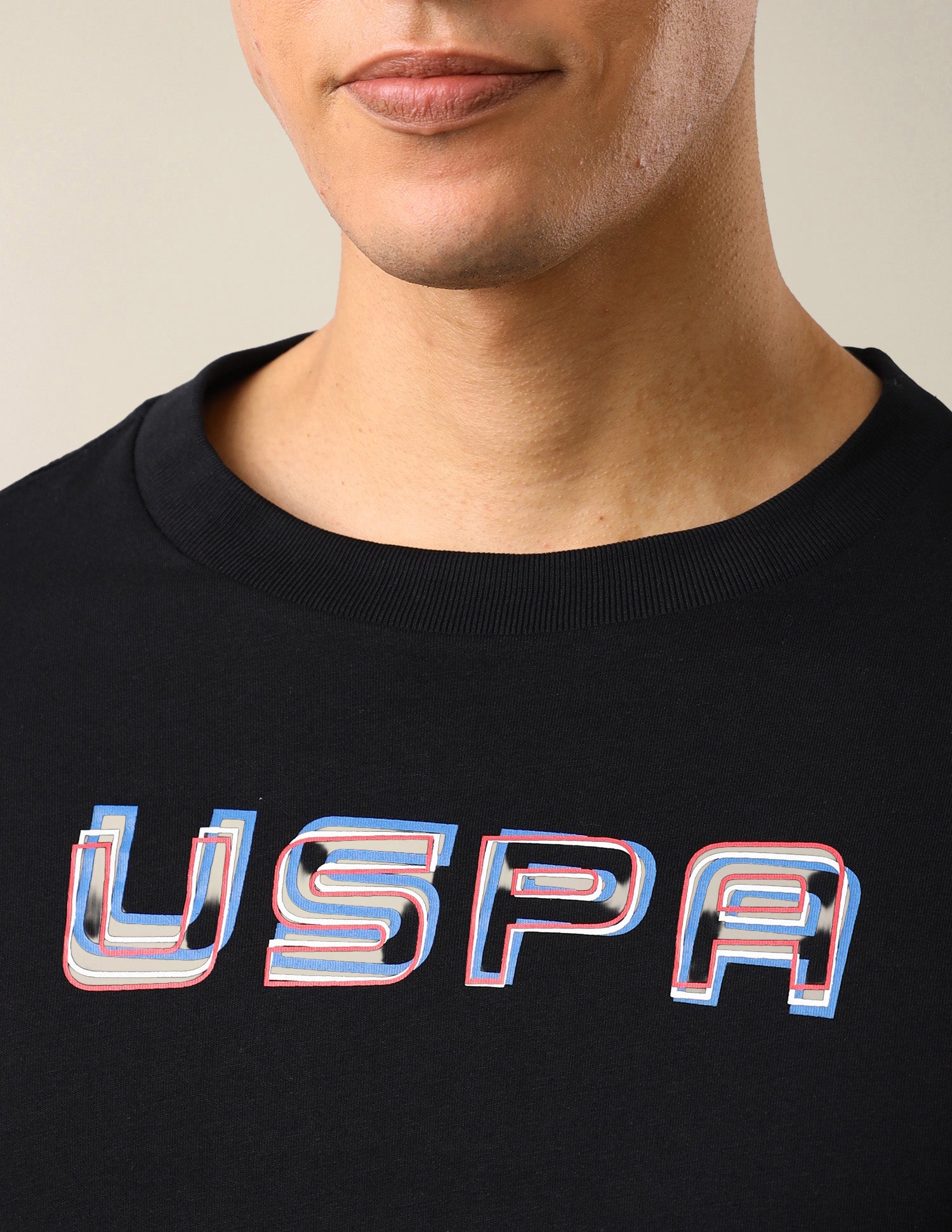 Brand Typographic Printed Regular Fit T-Shirt Black - U.S. Polo Assn. India | Large
