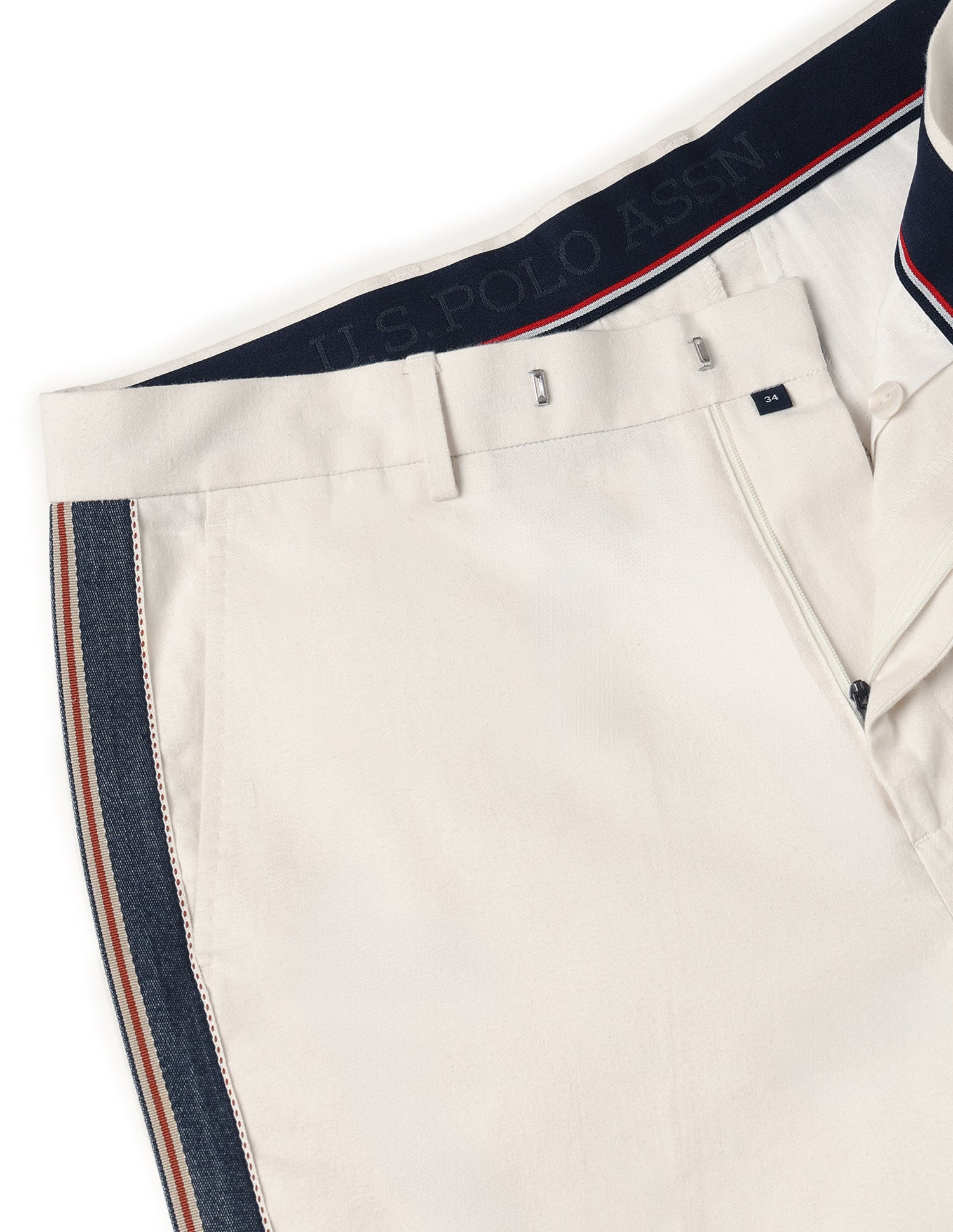 Pacho X Denver Slim Fit Linen Trousers Ivory - U.S. POLO ASSN. | Large