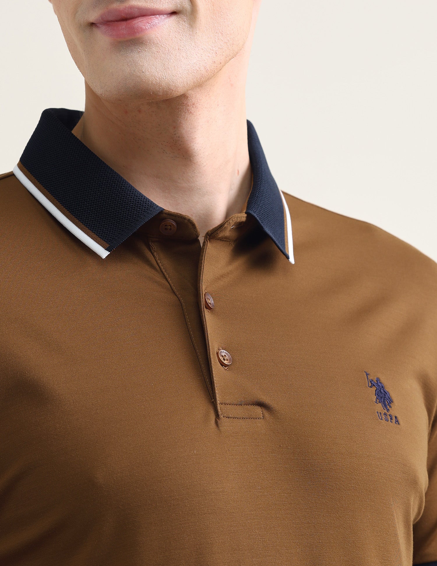 Solid Slim Fit Polo Shirt Gold - U.S. Polo Assn. India | Large