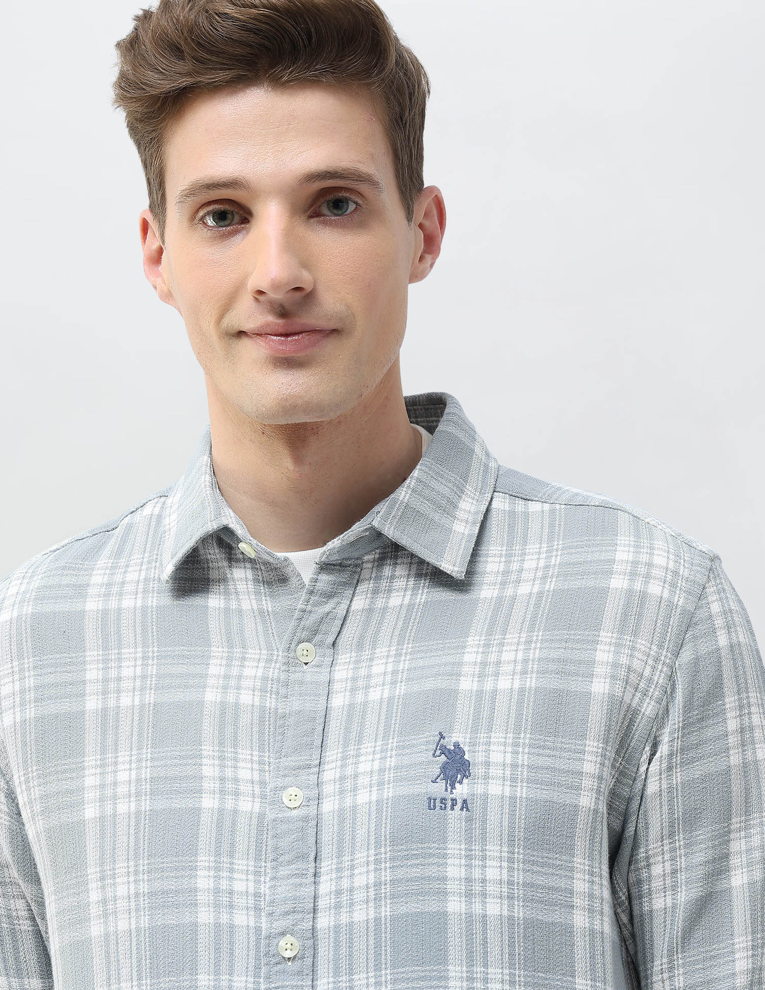 Plaid Checked Motel On The Coast Shirt Light Grey - U.S. Polo Assn. India | Large