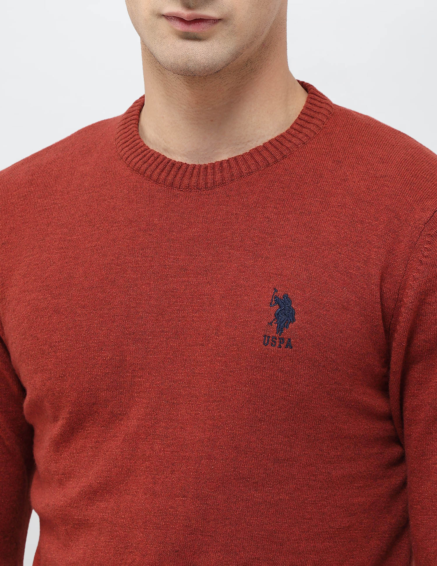 Heathered Regular Fit Sweater Rust - U.S. POLO ASSN. | Large