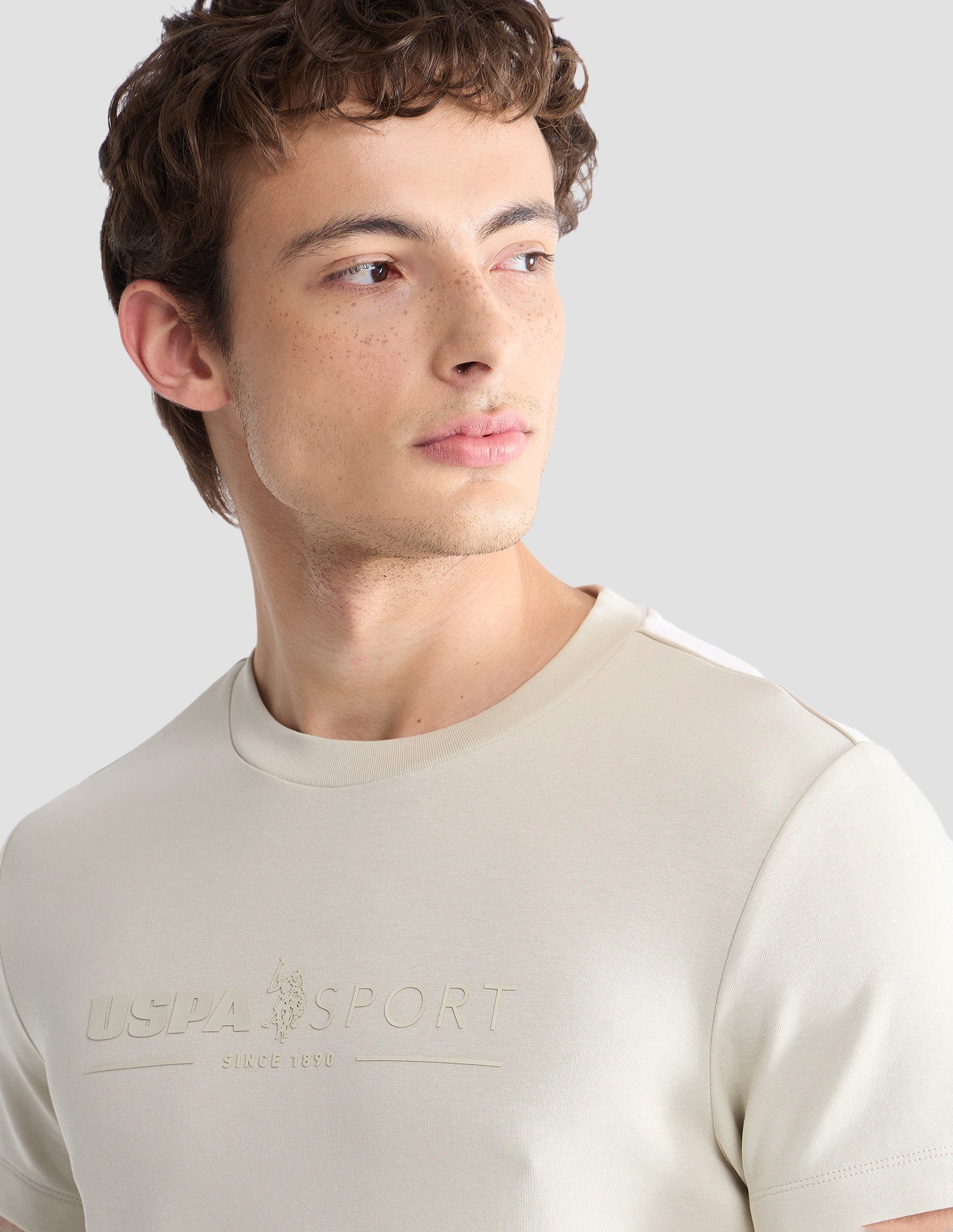 Solid Slim Fit Active T-Shirt Beige - U.S. Polo Assn. India | Large