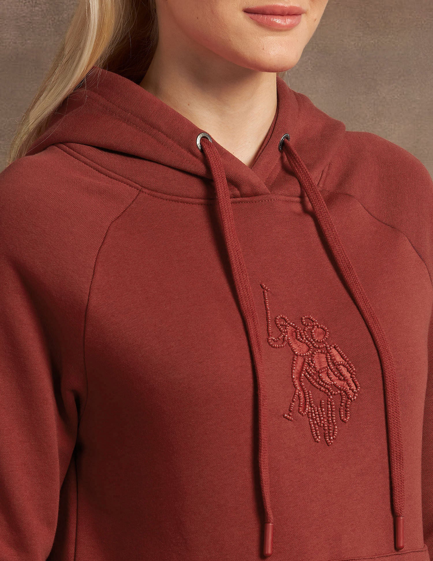 Embroidered Logo Hooded Sweatshirt Rust - U.S. Polo Assn. India | Large