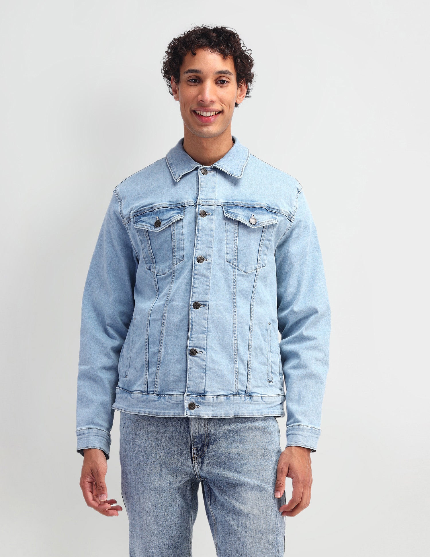 Solid Regular Fit Jacket Blue - U.S. Polo Assn. India | Large