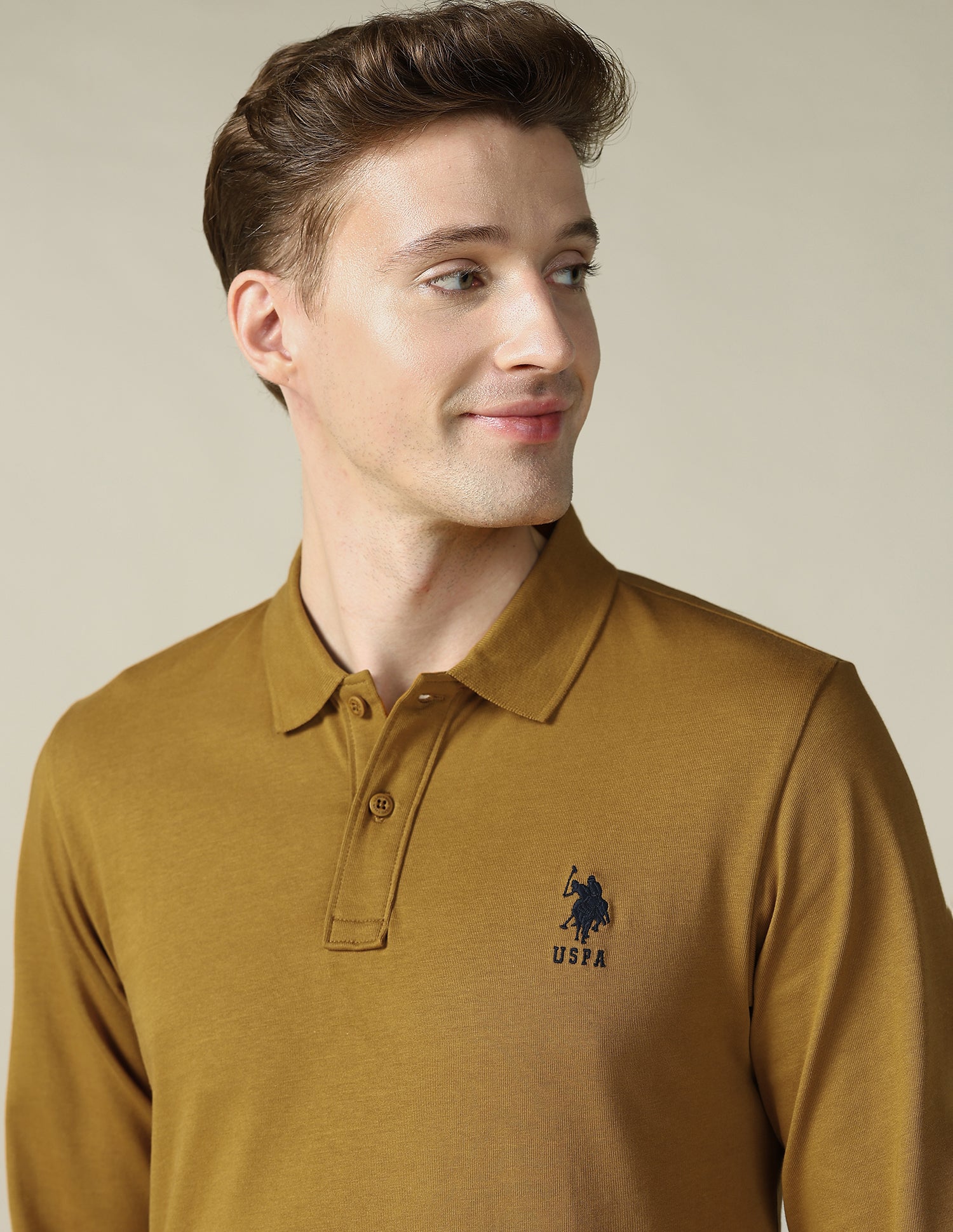 Solid Regular Fit Polo Shirt Brown - U.S. Polo Assn. India | Large