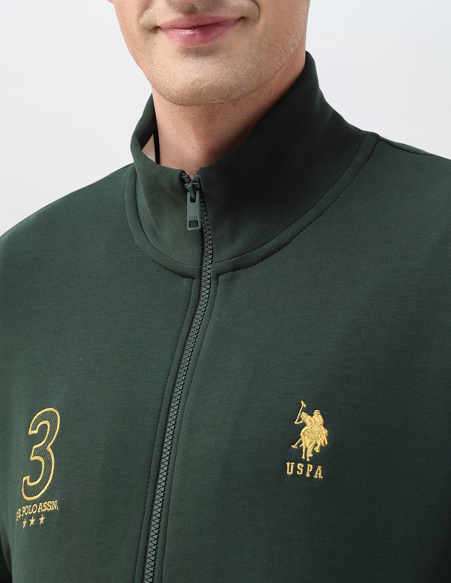 Numeric Brand Embroidered Zipper Sweatshirt Dark Green - U.S. POLO ASSN. | Large