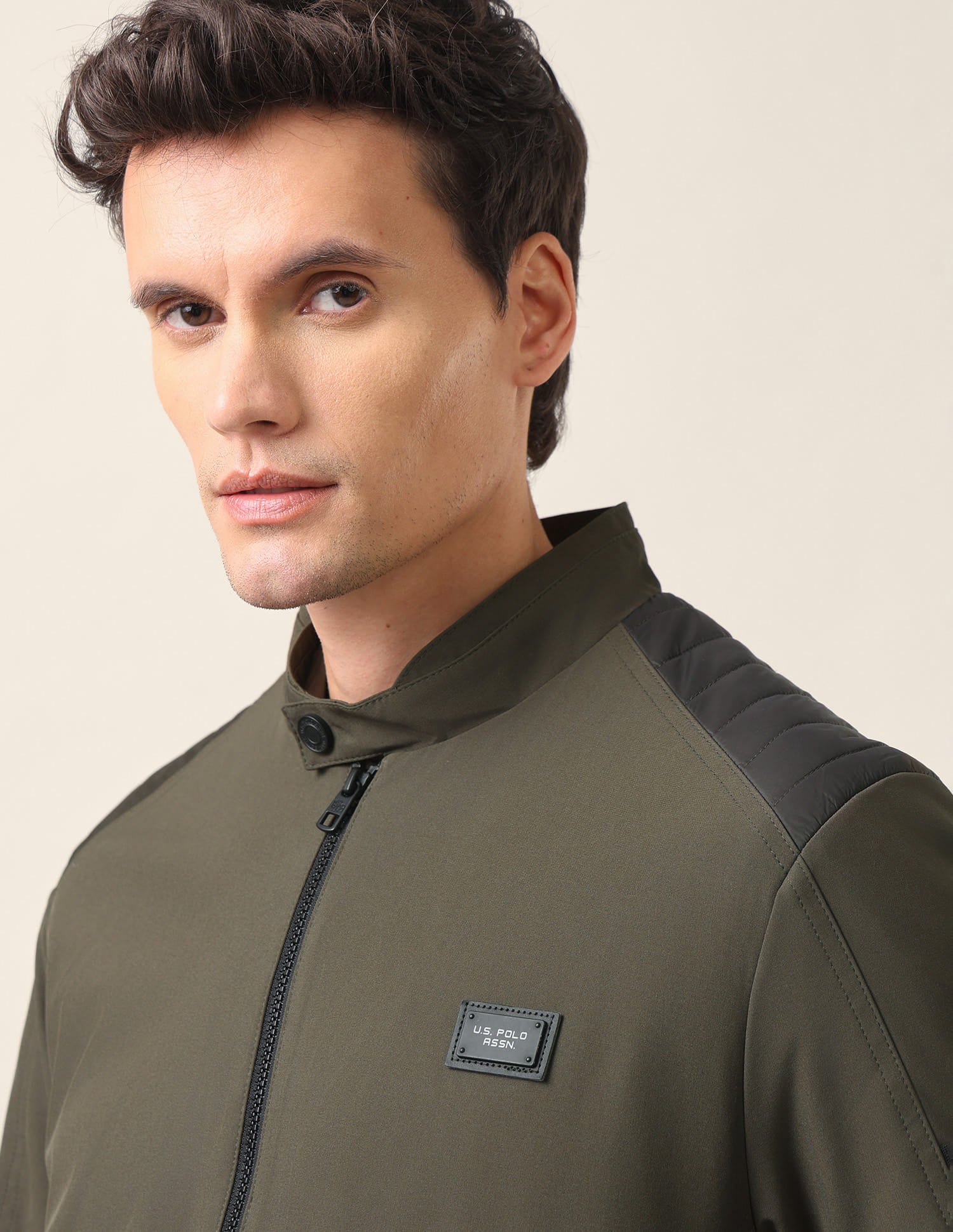 Colour Blocked Regular Fit Jacket Olive - U.S. Polo Assn. India | Large
