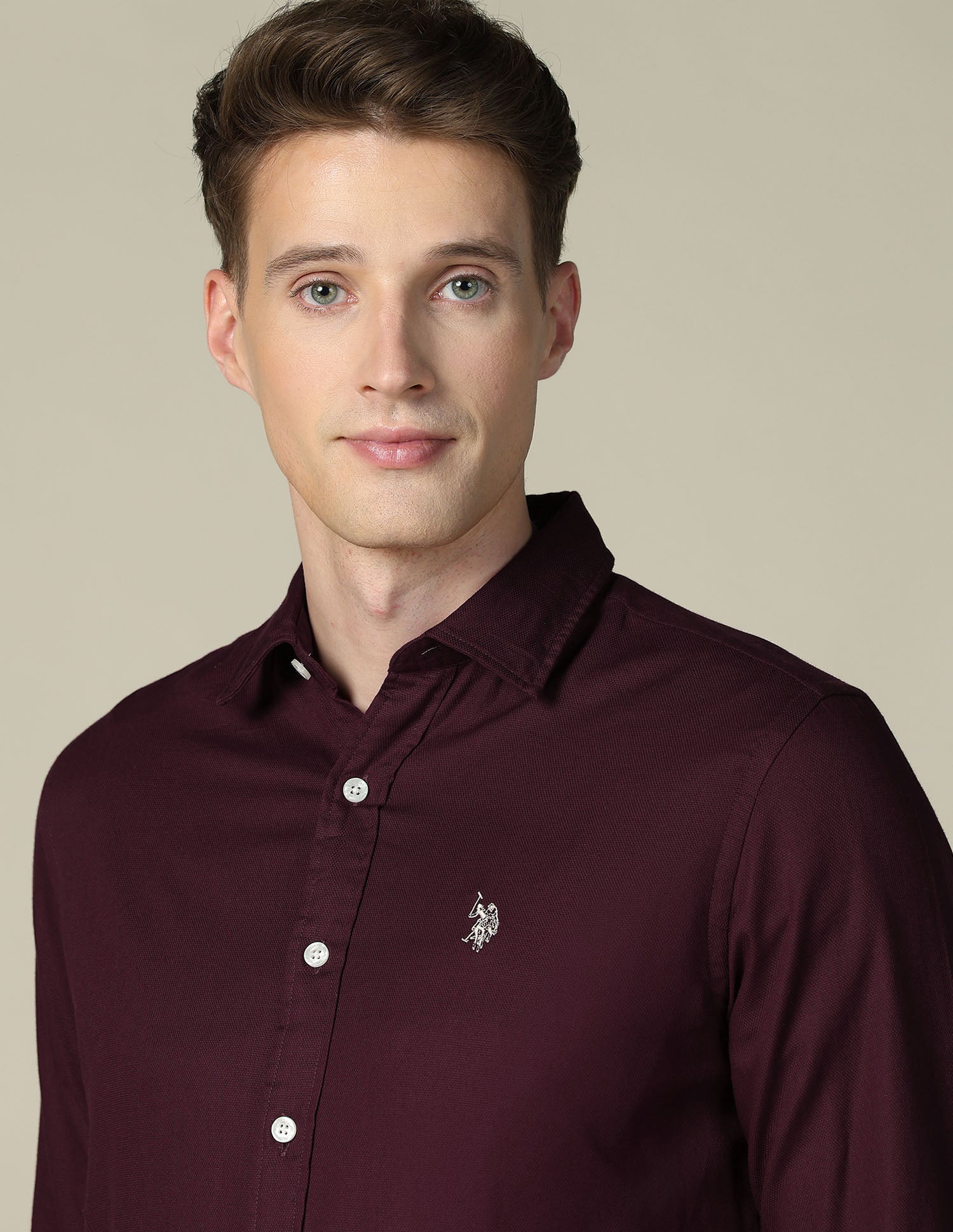 Tailored Fit Dobby Shirt Burgundy - U.S. POLO ASSN. | Large