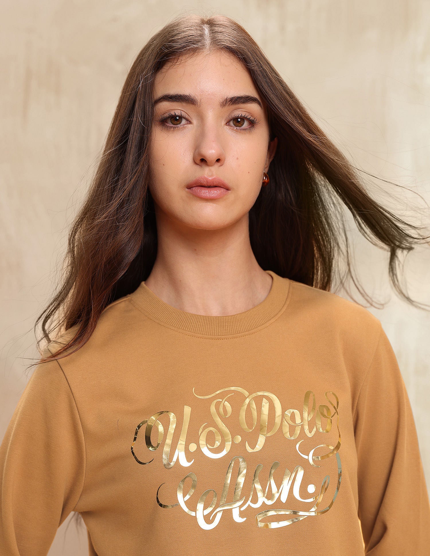 Brand Printed Regular Fit Sweatshirt Light Brown - U.S. POLO ASSN. | Large