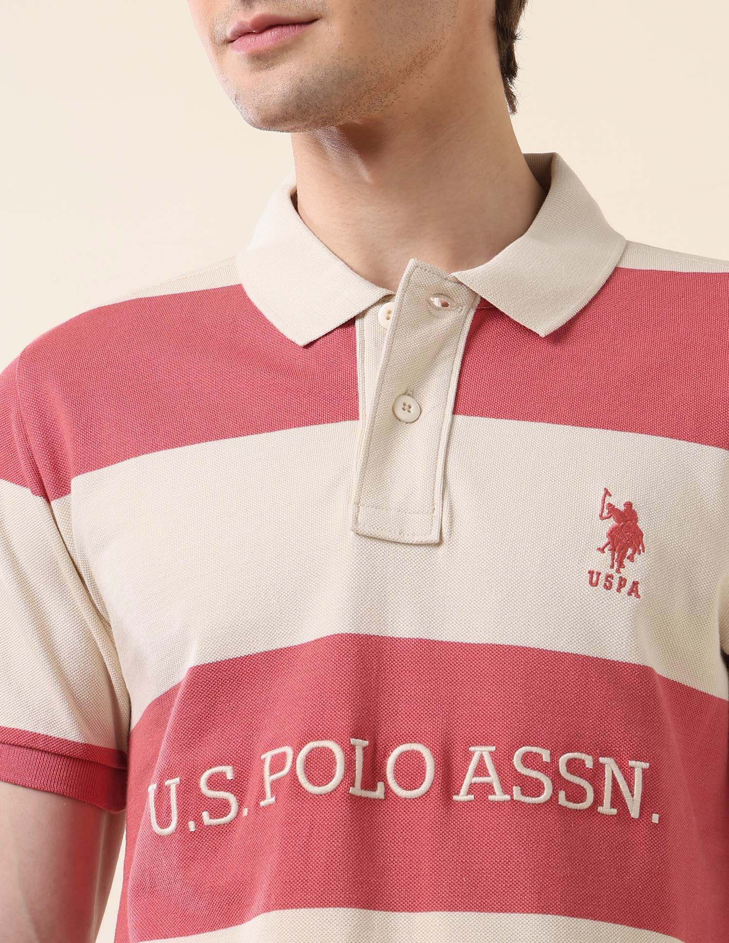 Horizontal Striped Classic Polo Shirt Red - U.S. POLO ASSN. | Large