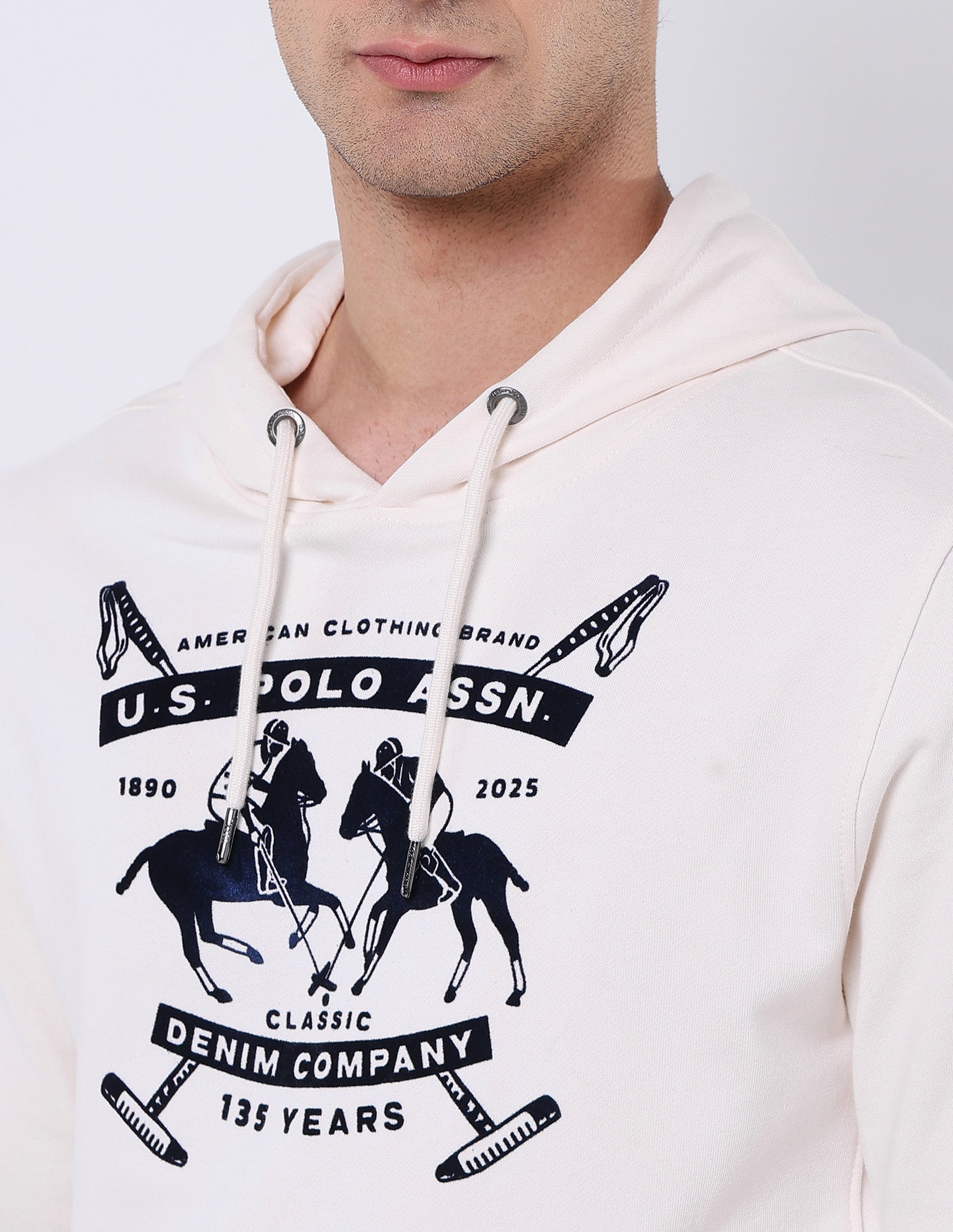 Graphic Brand Printed Regular Fit Sweatshirt Ivory - U.S. POLO ASSN. | Large