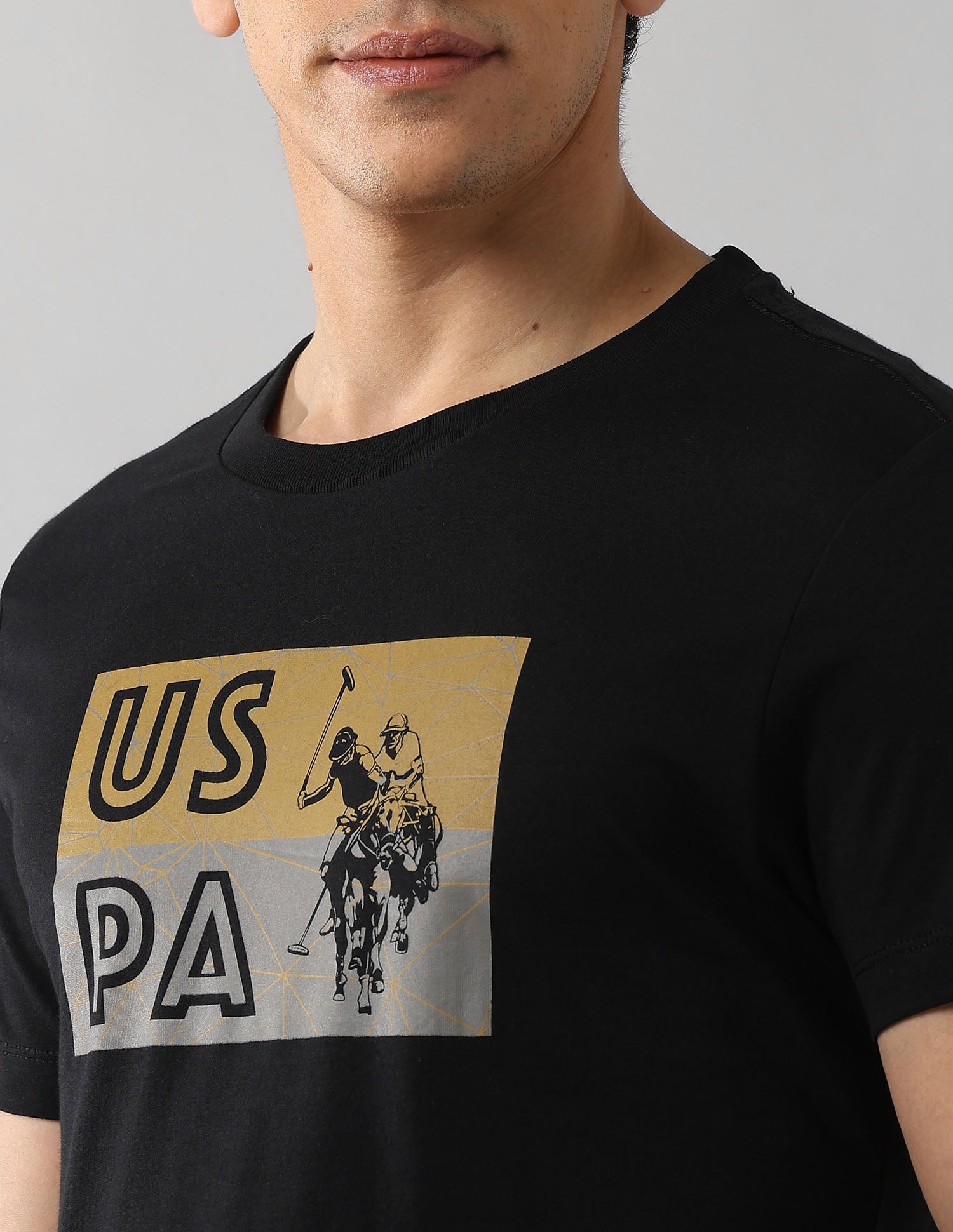 Brand Printed Muscle Fit T-Shirt Black - U.S. POLO ASSN. | Large