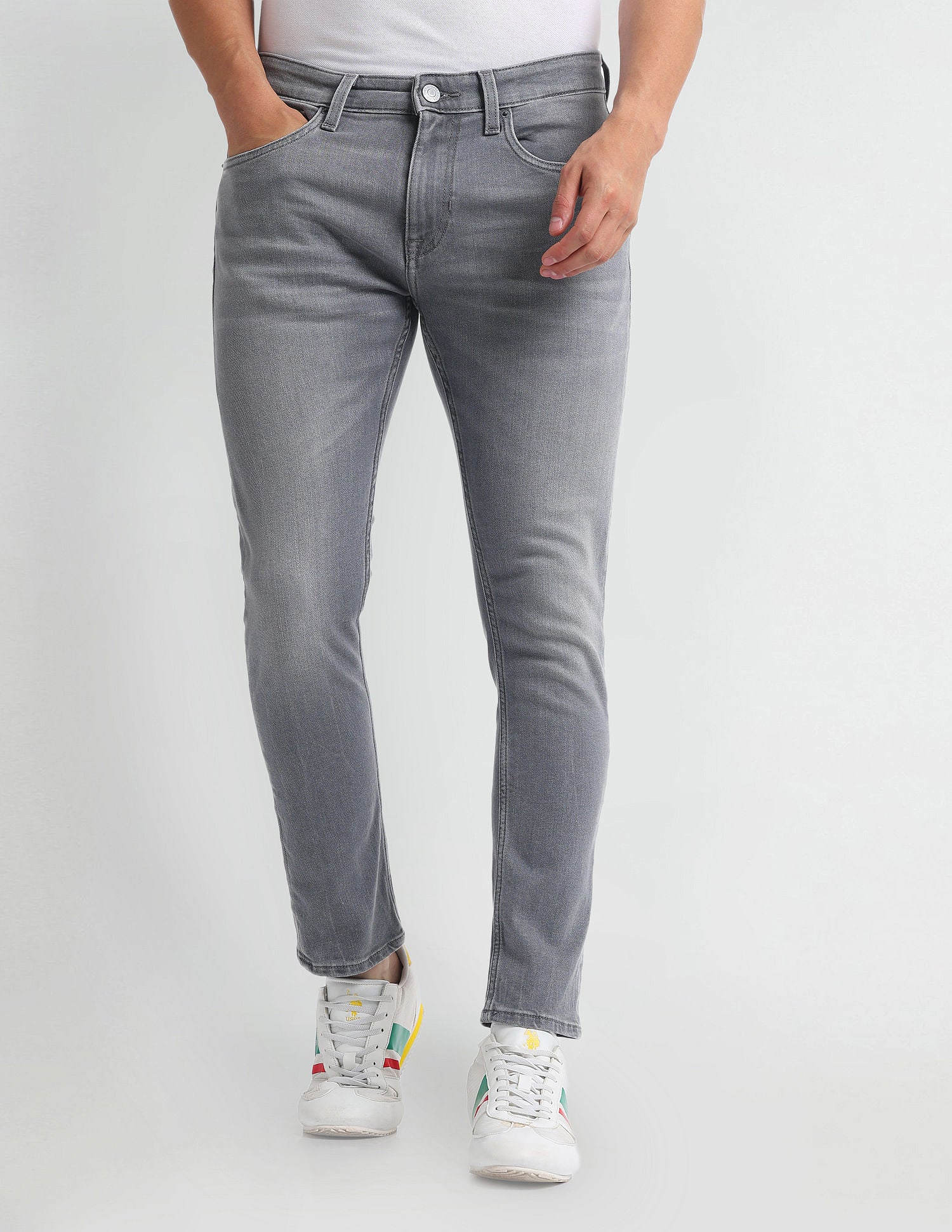 Henry Tapered Cropped Fit Grey Jeans Grey - U.S. Polo Assn. India | Large