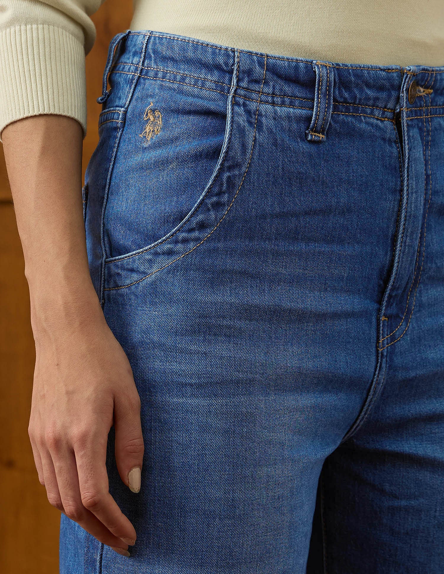 High Rise Straight Fit Jeans Light Blue - U.S. POLO ASSN. | Large