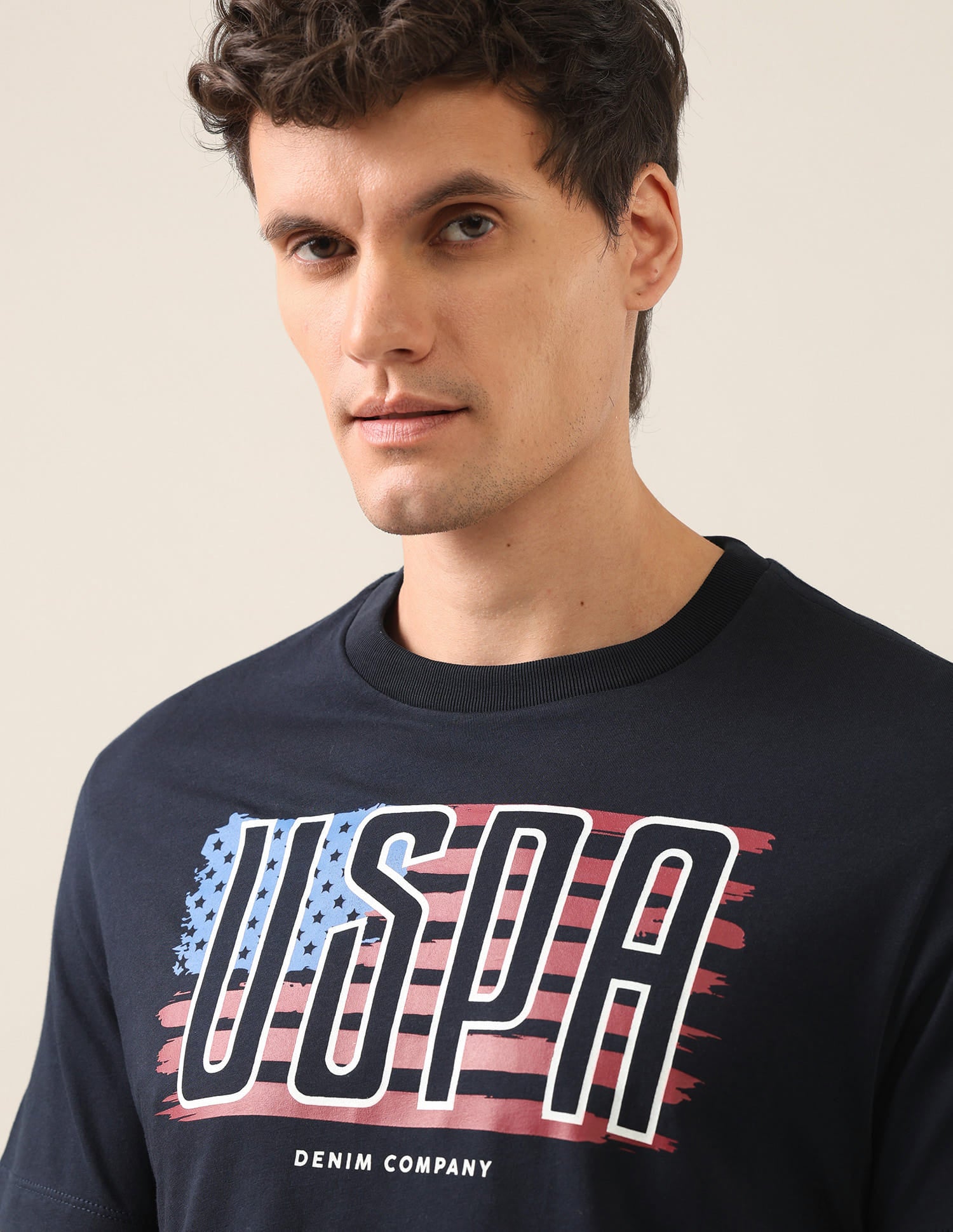 Graphic Brand Printed Regular Fit T-Shirt Navy - U.S. Polo Assn. India | Large
