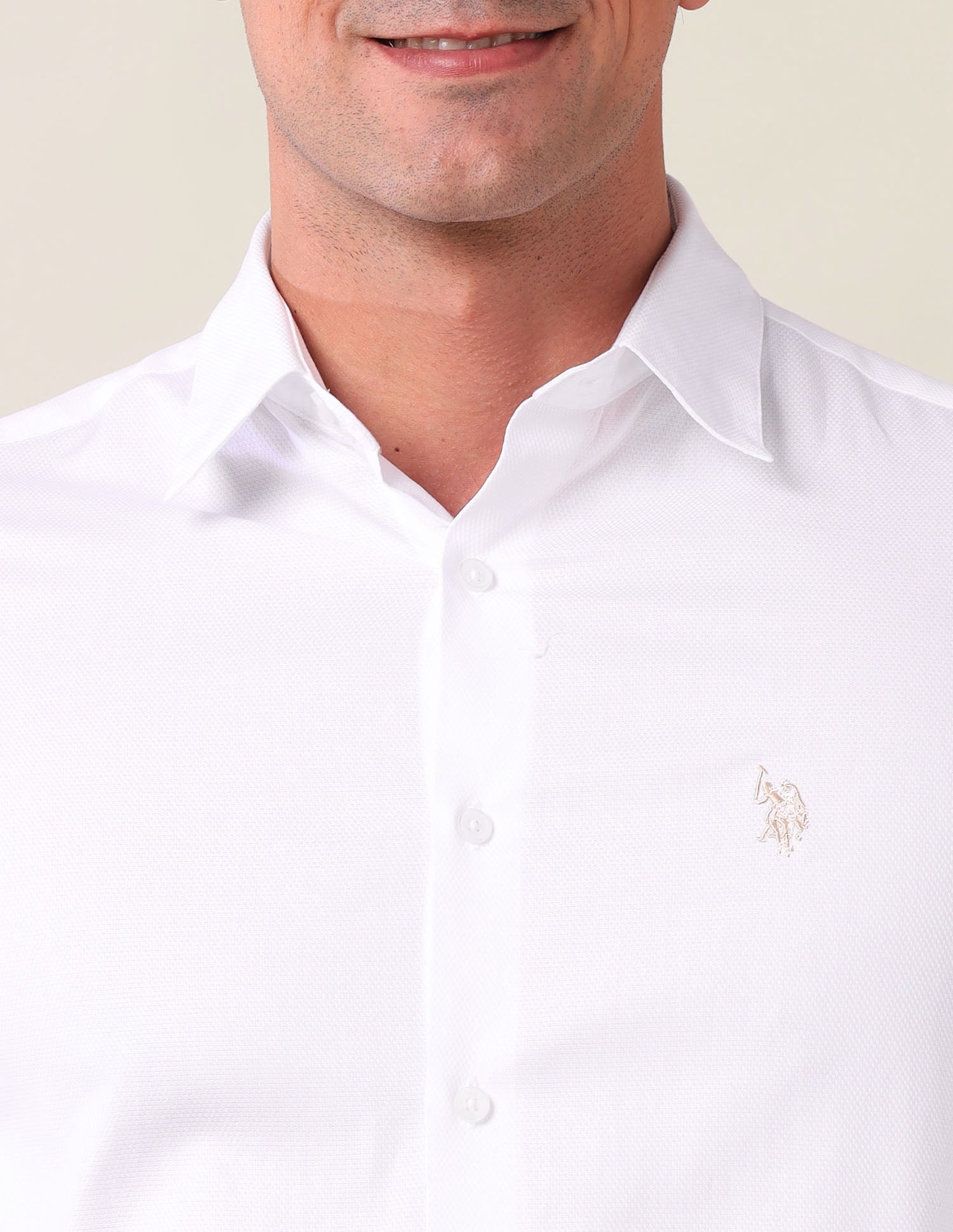 Solid Dobby Shirt White - U.S. Polo Assn. India | Large