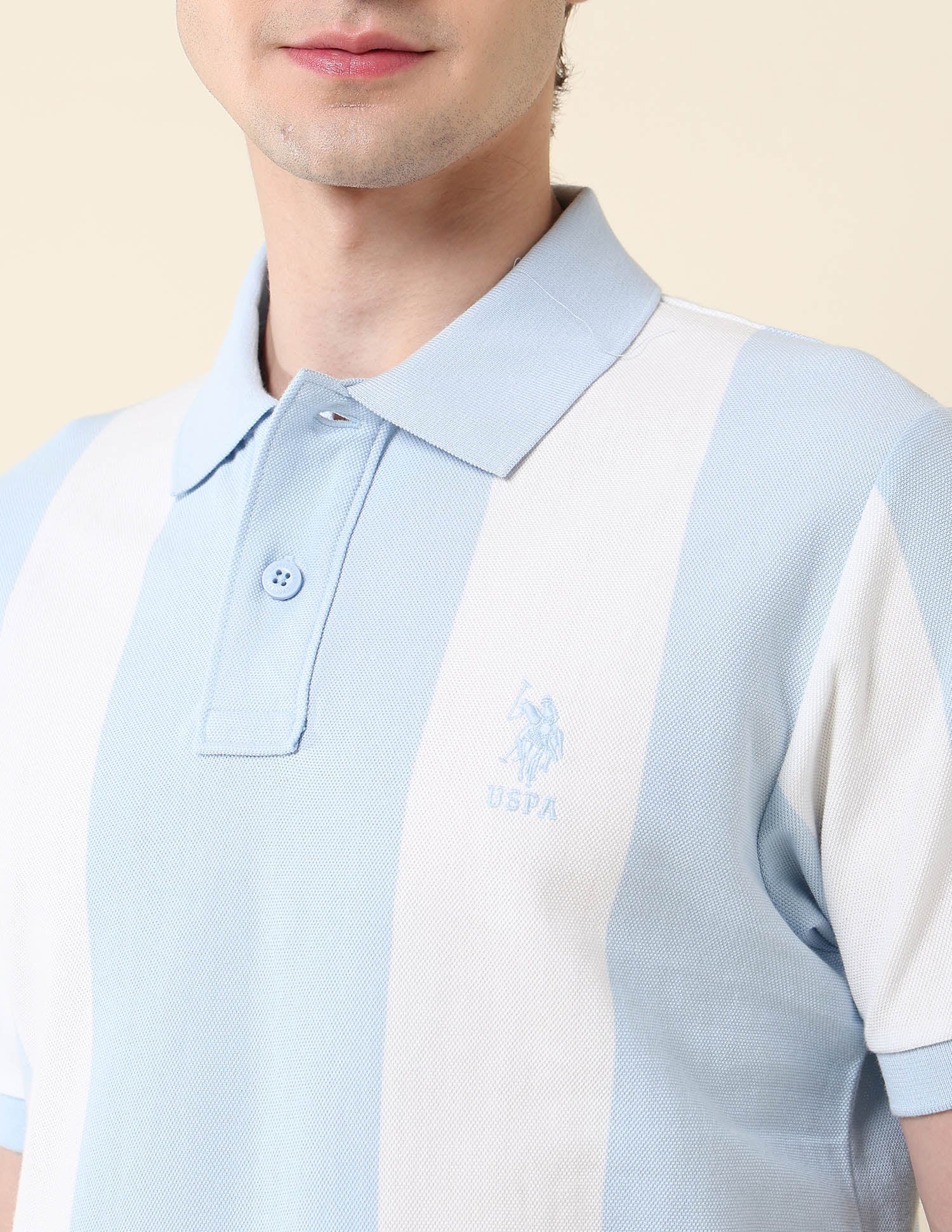 Vertical Striped Summer Splash Polo Shirt Blue - U.S. Polo Assn. India | Large