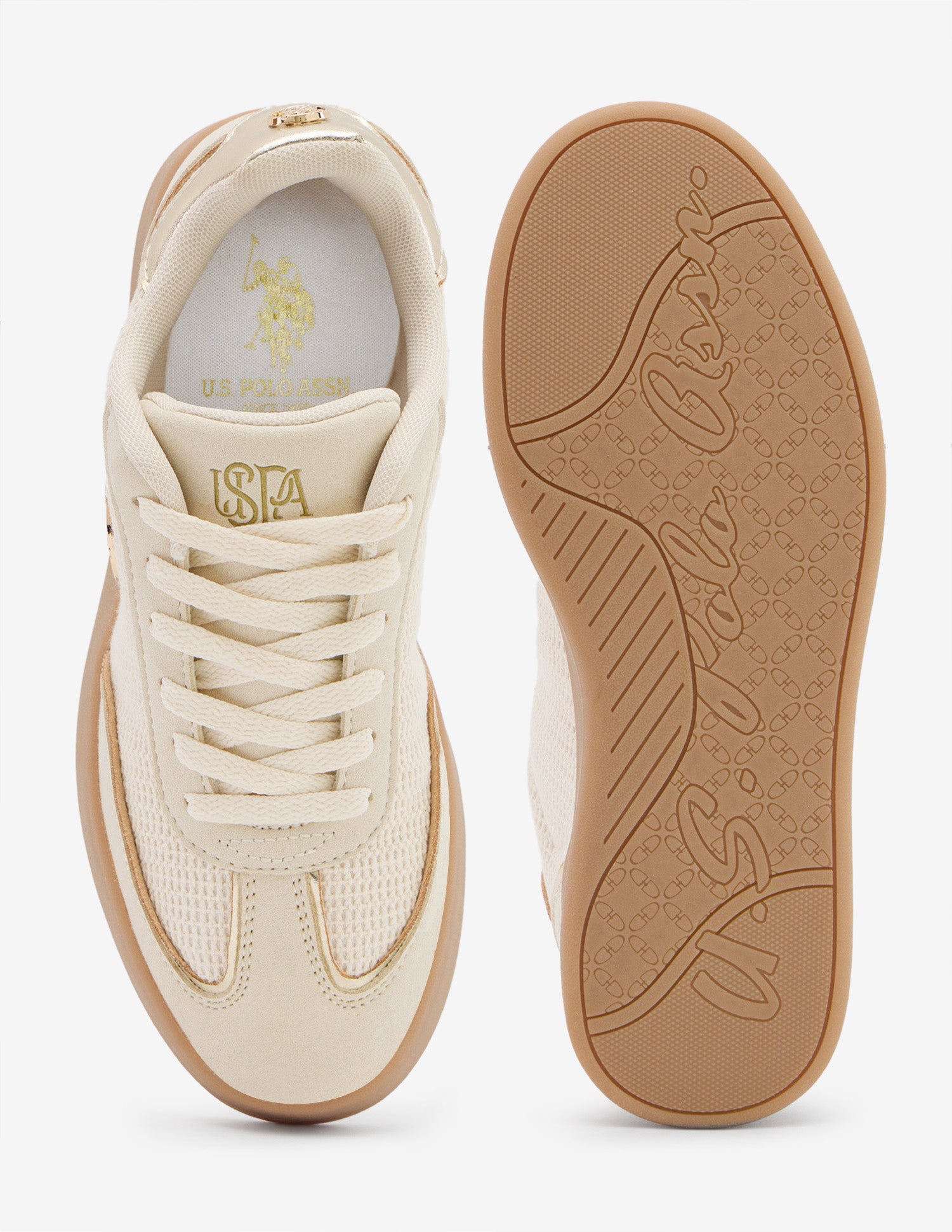 Textured Sylvette Suede Sneakers Beige - U.S. Polo Assn. India | Large